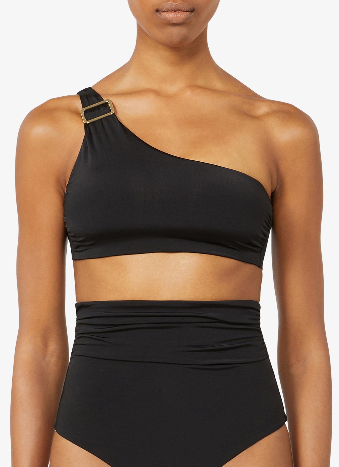 Max Mara One shoulder bikinitop met geknoopt detail - detail 2 zwart
