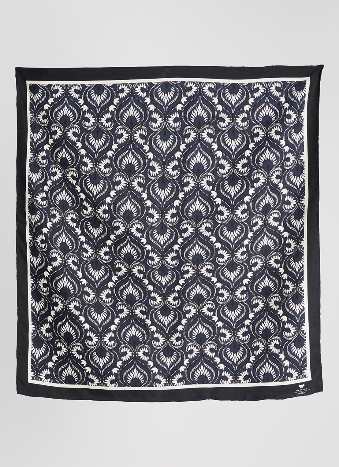 Max Mara Onesto sjaal van zijde met paisley dessin 90 x 90 cm - detail 3 donkerblauw