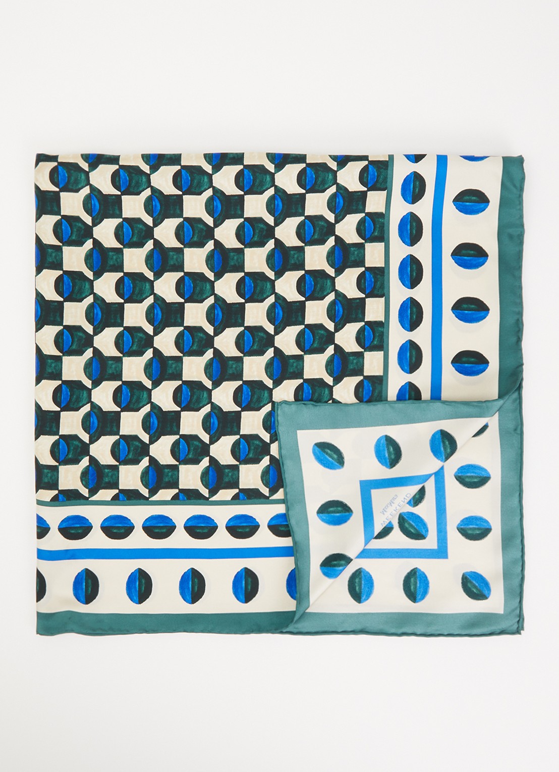Max Mara Onesto sjaal van zijde met print 90 x 90 cm - voorkant donkergroen
