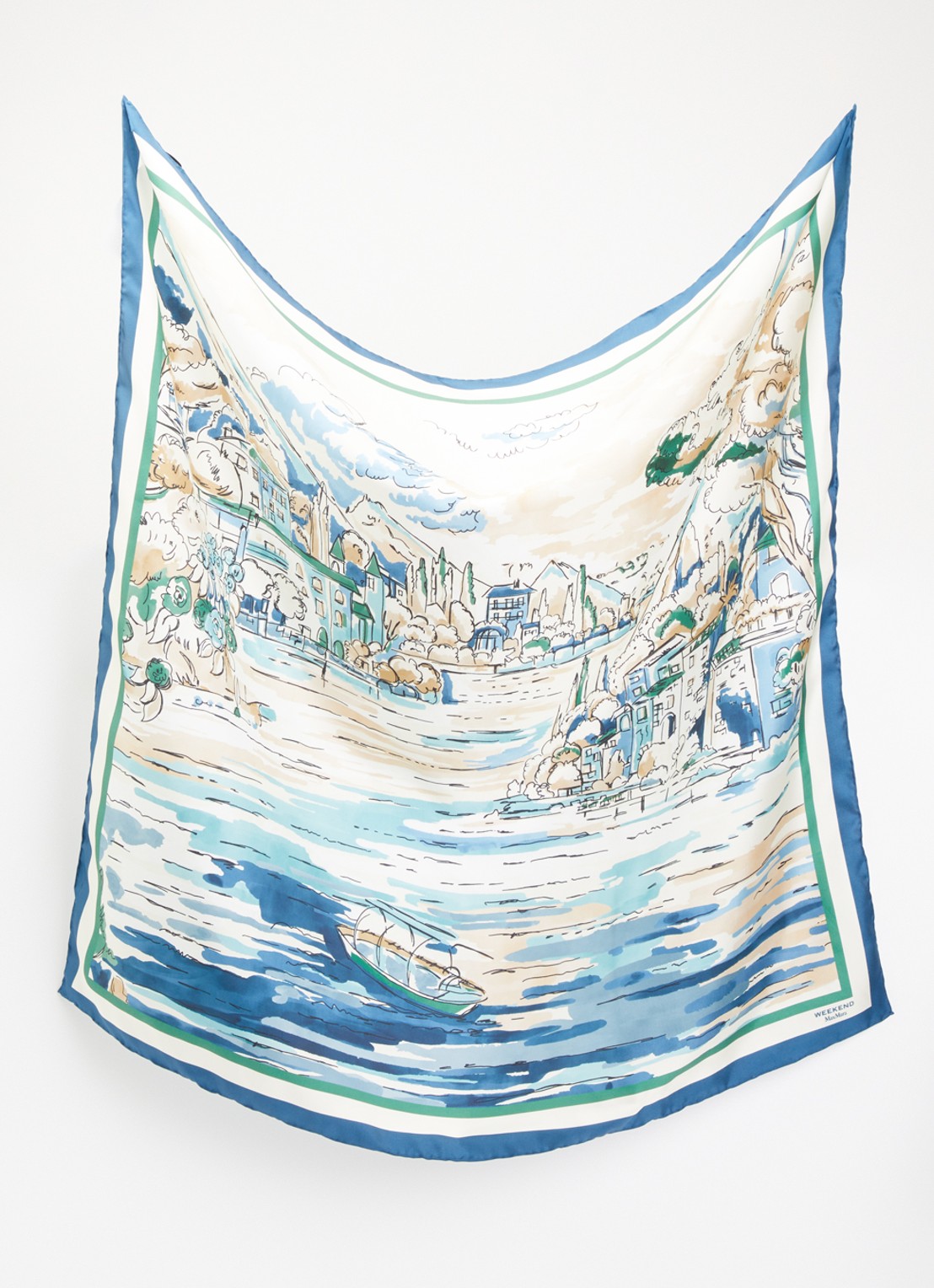 Max Mara Onesto sjaal van zijde met print 90 x 90 cm - detail 2 blauw