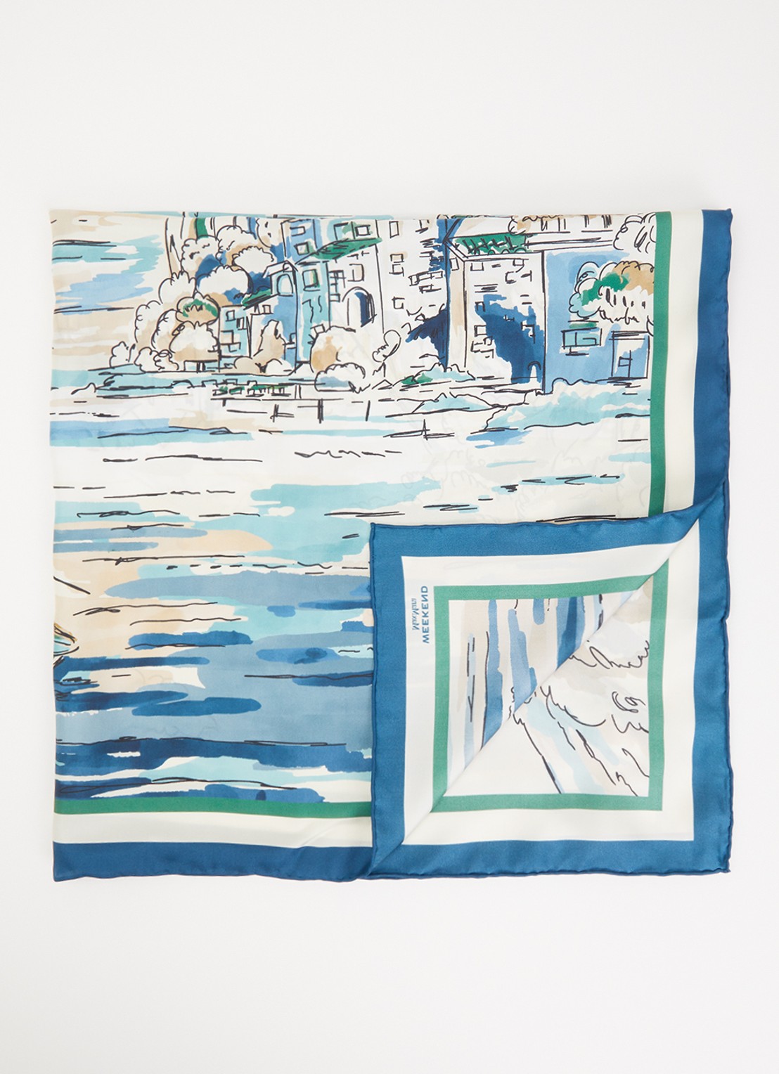 Max Mara Onesto sjaal van zijde met print 90 x 90 cm - voorkant blauw
