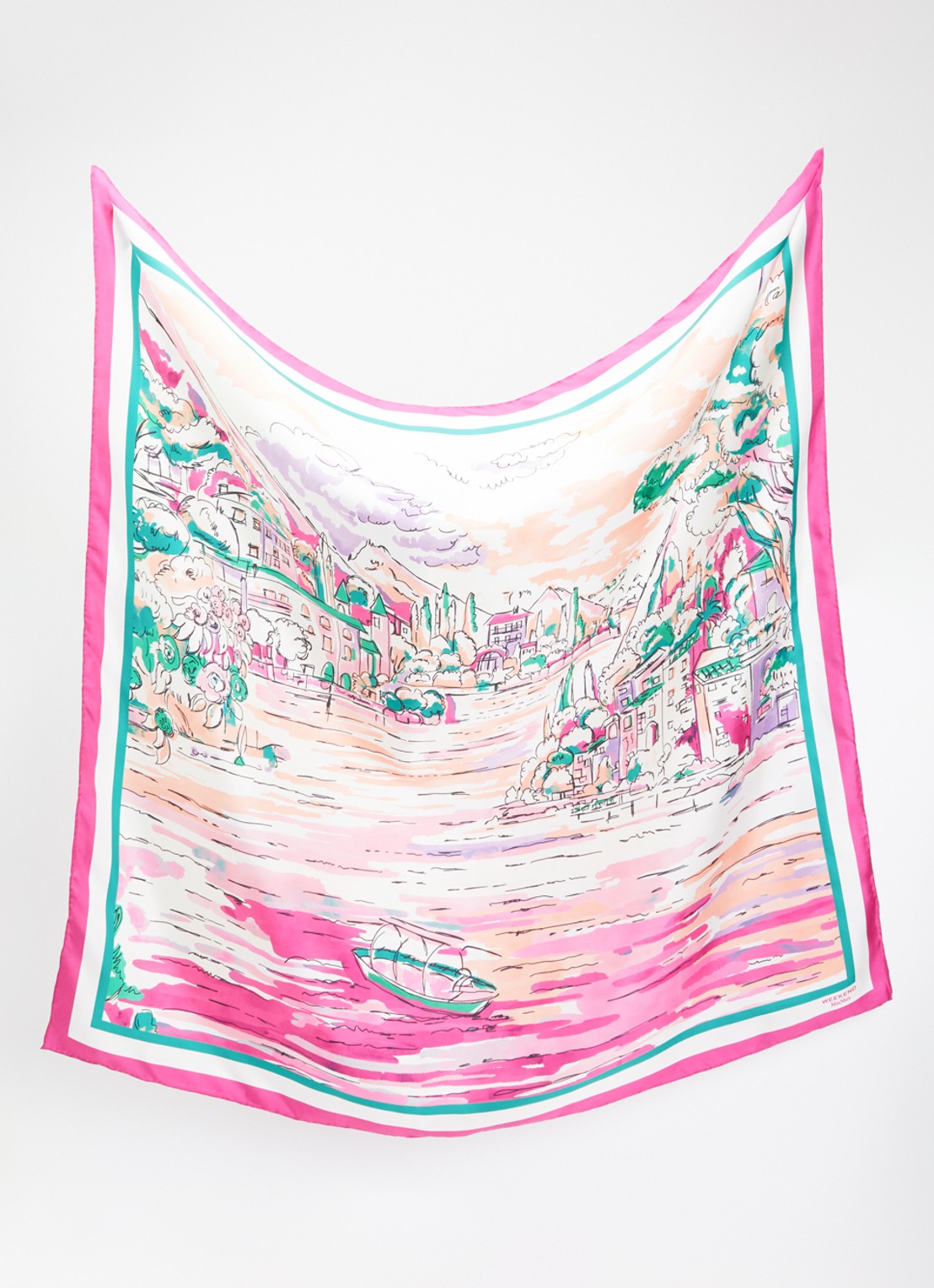 Max Mara Onesto sjaal van zijde met print 90 x 90 cm - detail roze