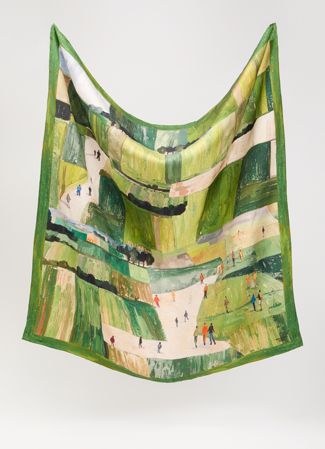 Max Mara Onesto sjaal van zijde met print 90 x 90 cm - detail 2 donkergroen