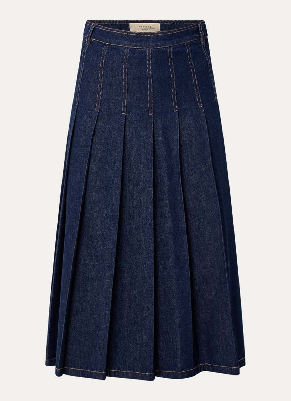 Max Mara Ovale maxi A-lijn spijkerrok  - voorkant 3 blauw