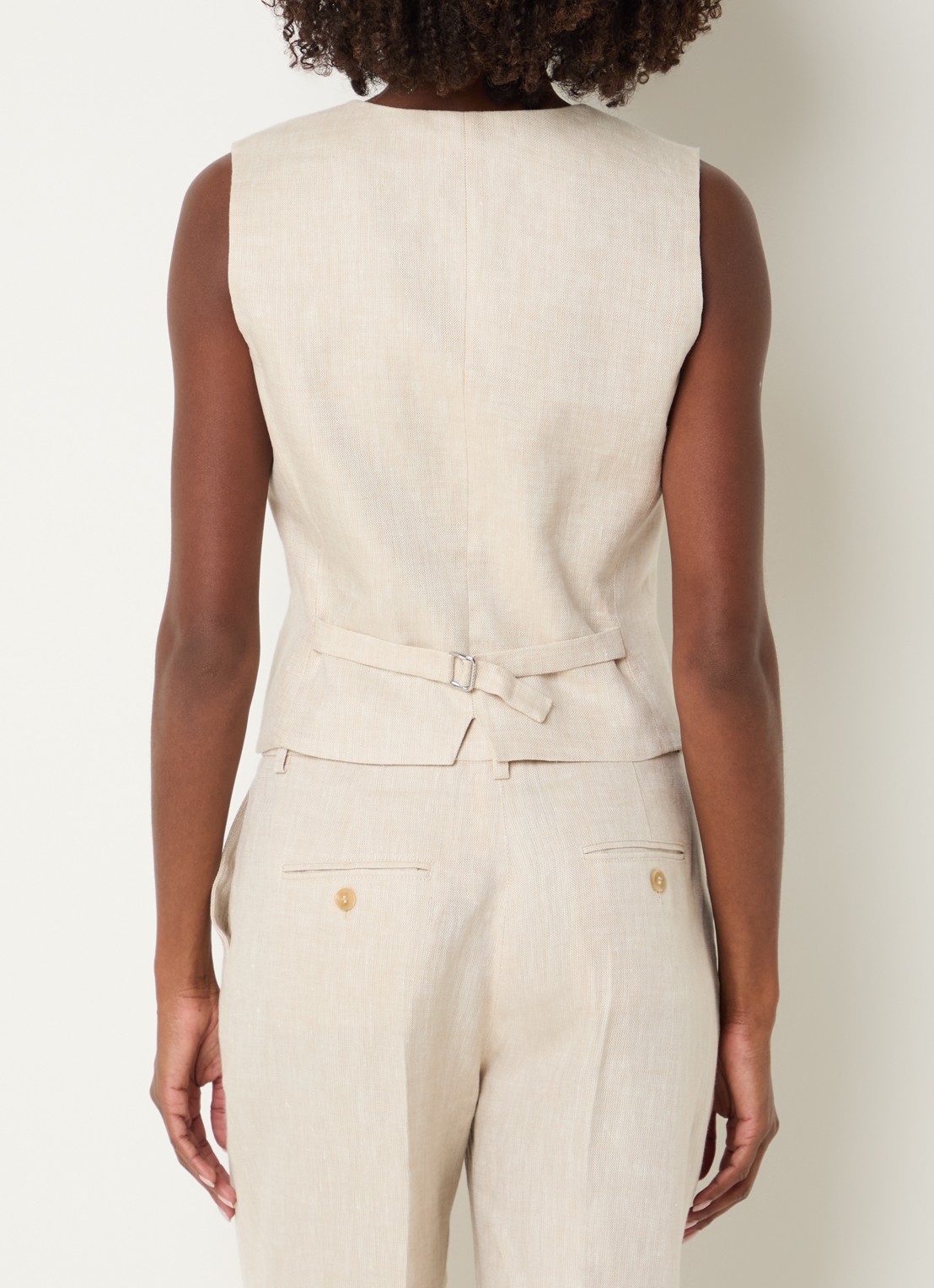 Max Mara Pace gilet van linnen - achterkant 4 beige