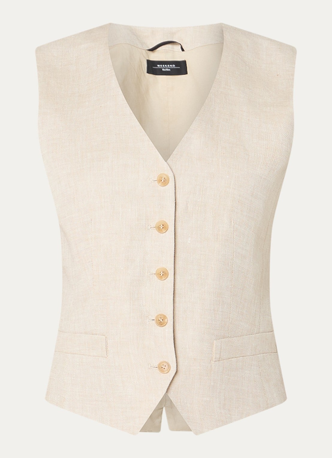 Max Mara Pace gilet van linnen - voorkant beige