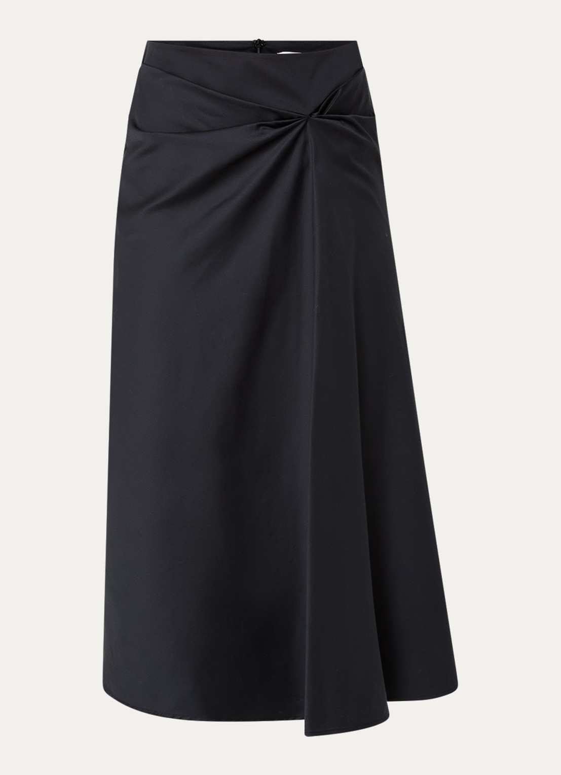 Max Mara Paggi asymmetrische midi rok van satijn met plooidetail  - voorkant 3 zwart