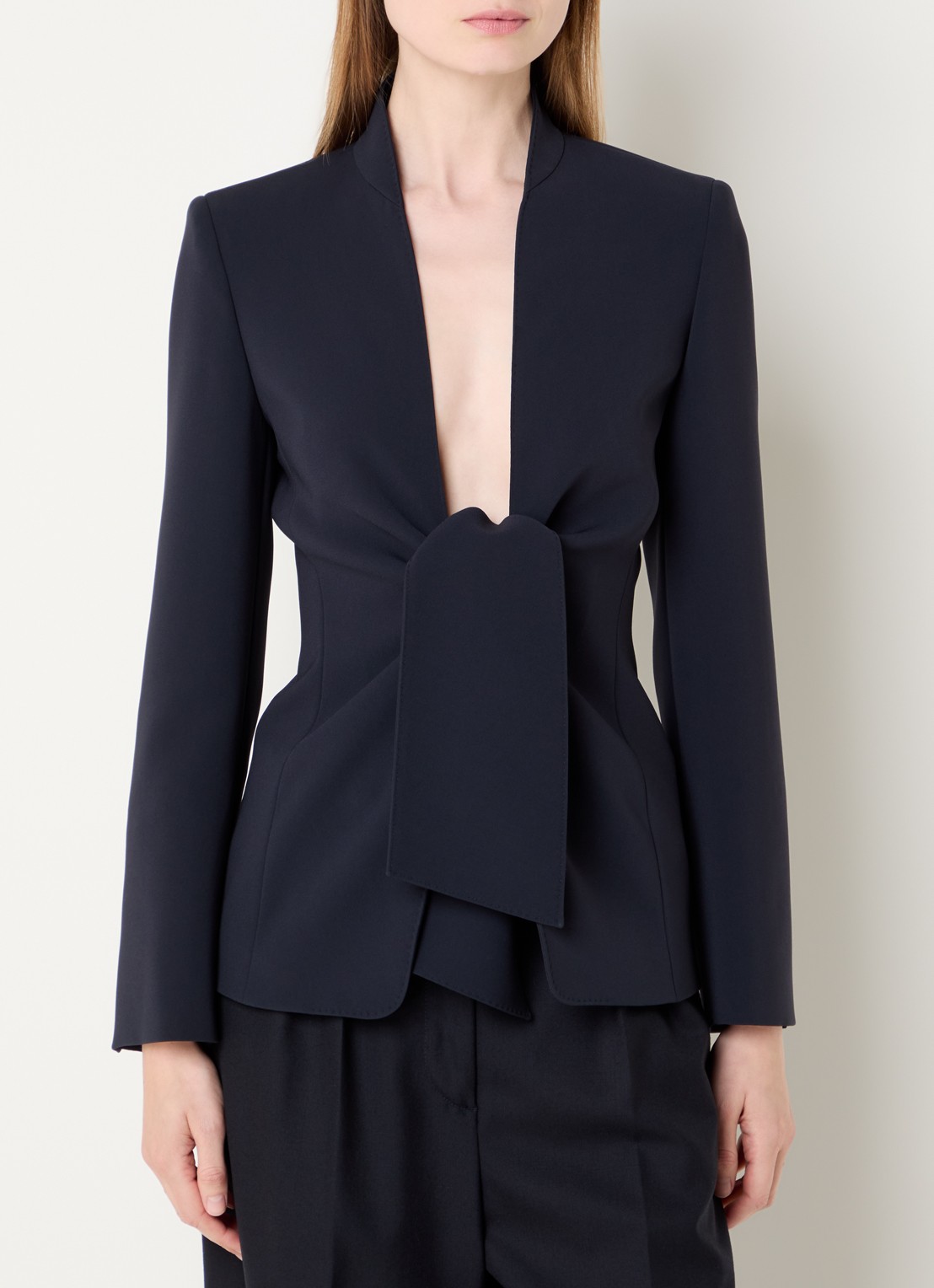 Max Mara Palo blazer met gestrikt detail - detail 4 donkerblauw