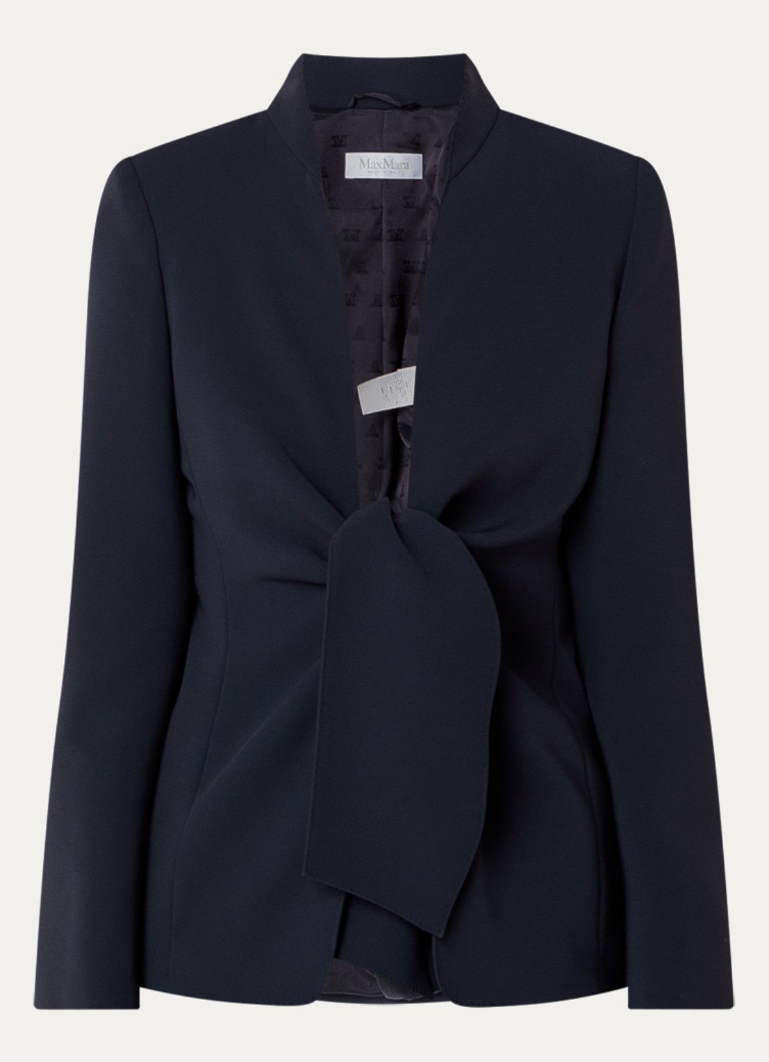 Max Mara Palo blazer met gestrikt detail - voorkant 2 donkerblauw