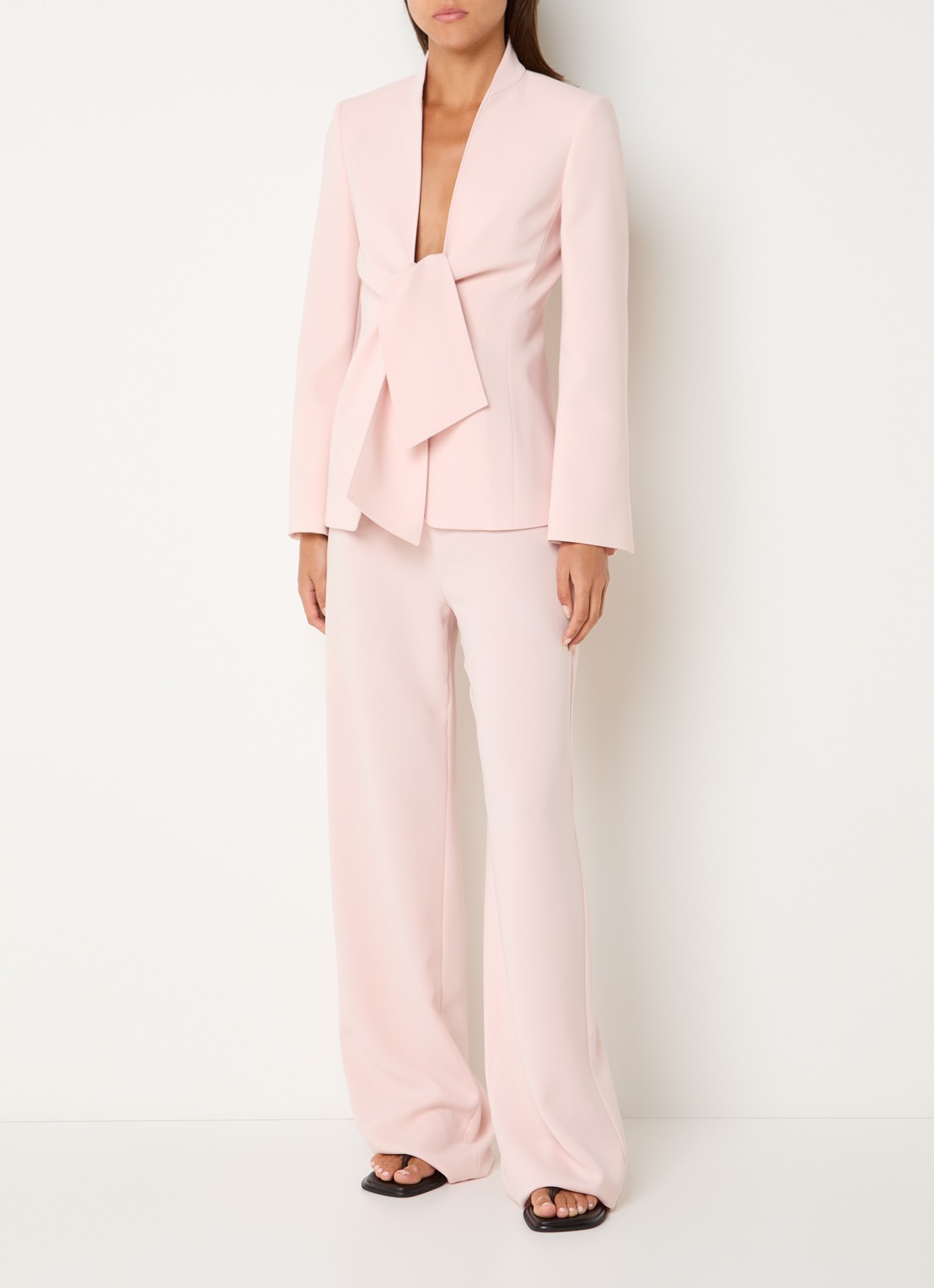 Max Mara Palo blazer met gestrikt detail - voorkant 2 lichtroze