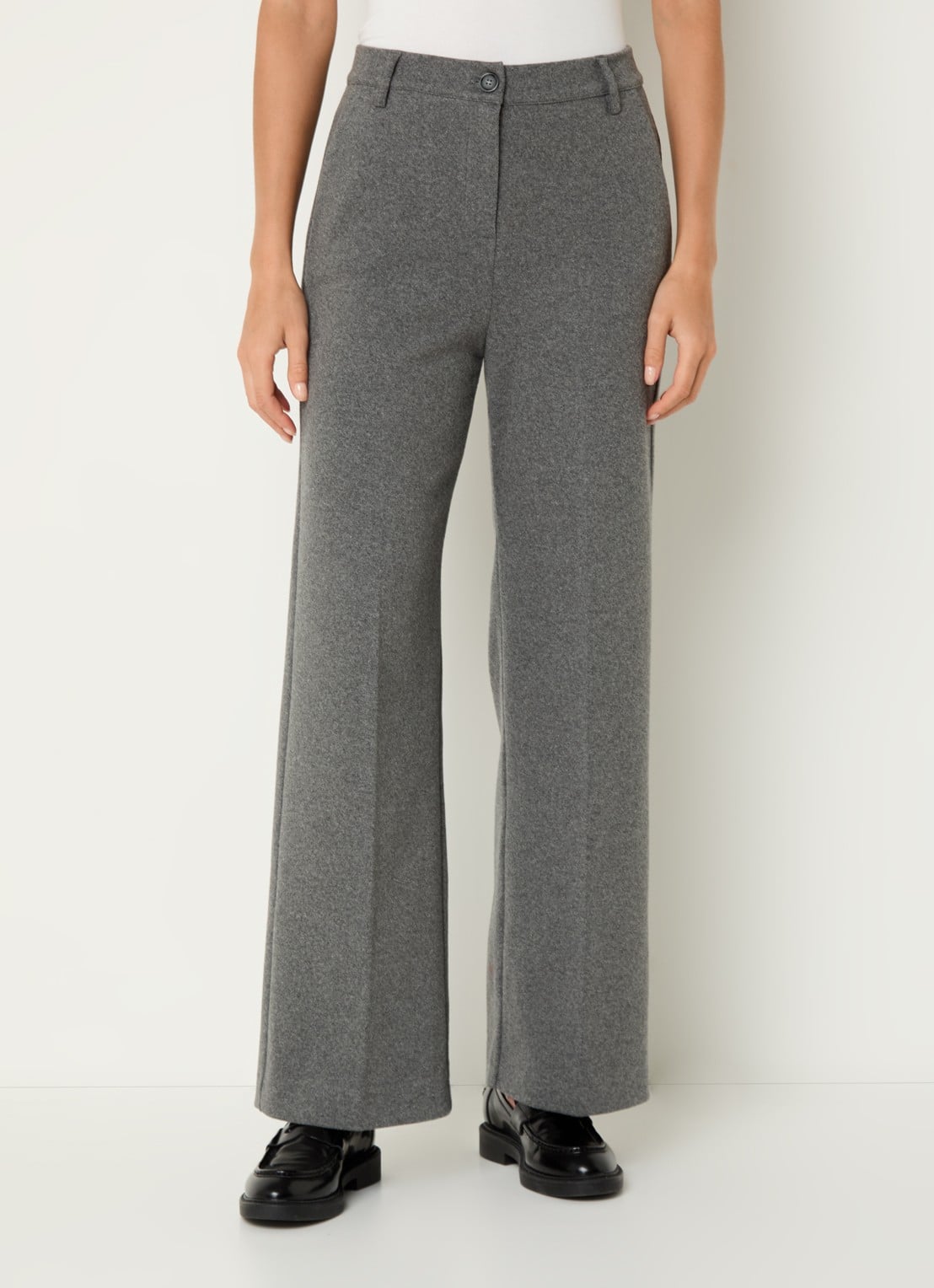 Max Mara Panetto high waist loose fit pantalon met steekzakken  - detail grijs