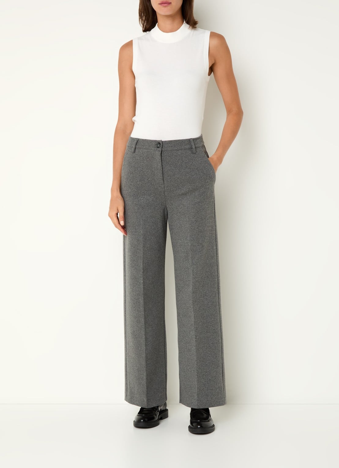 Max Mara Panetto high waist loose fit pantalon met steekzakken  - voorkant 3 grijs