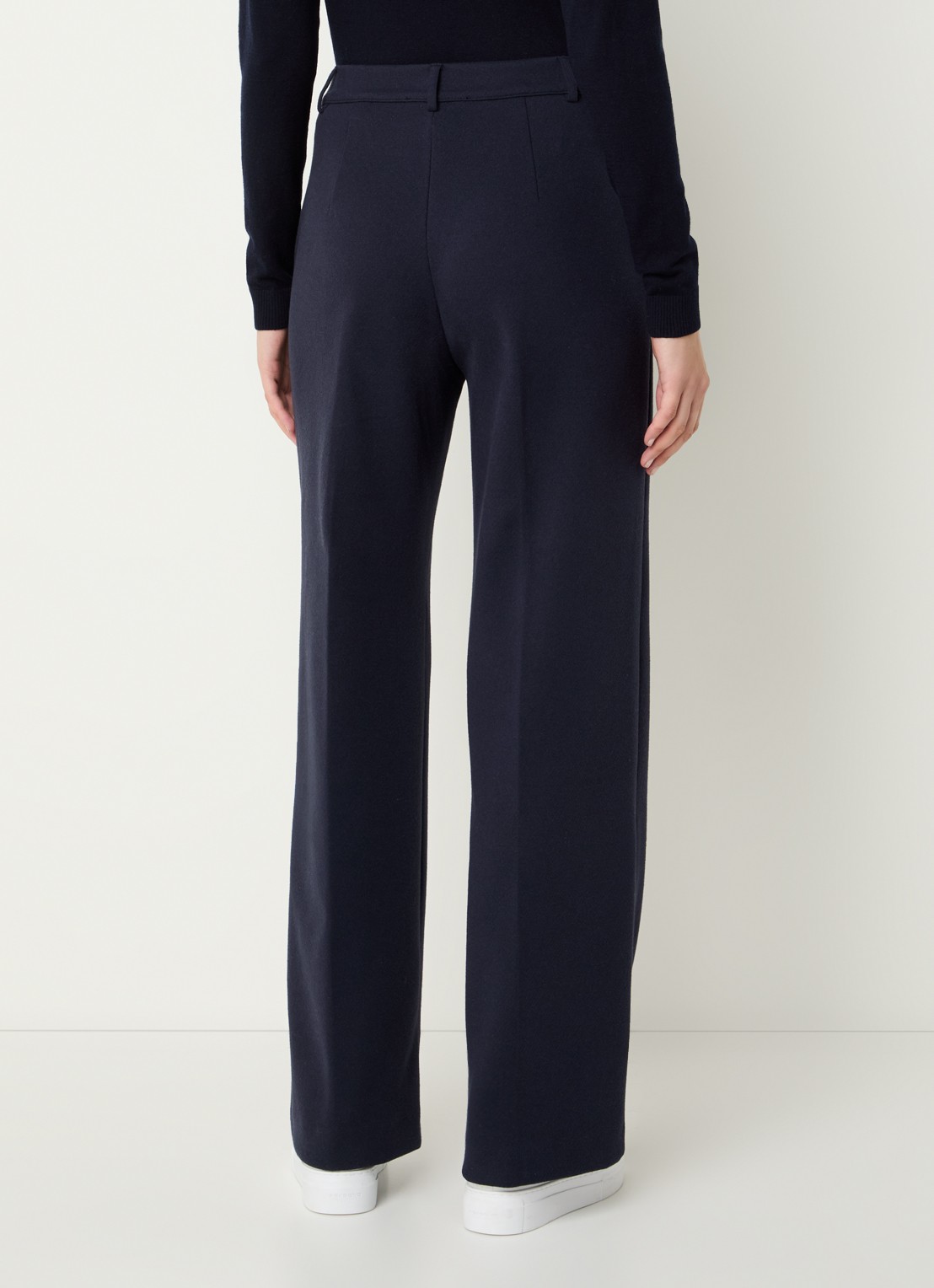 Max Mara Panetto high waist loose fit pantalon met steekzakken  - achterkant donkerblauw