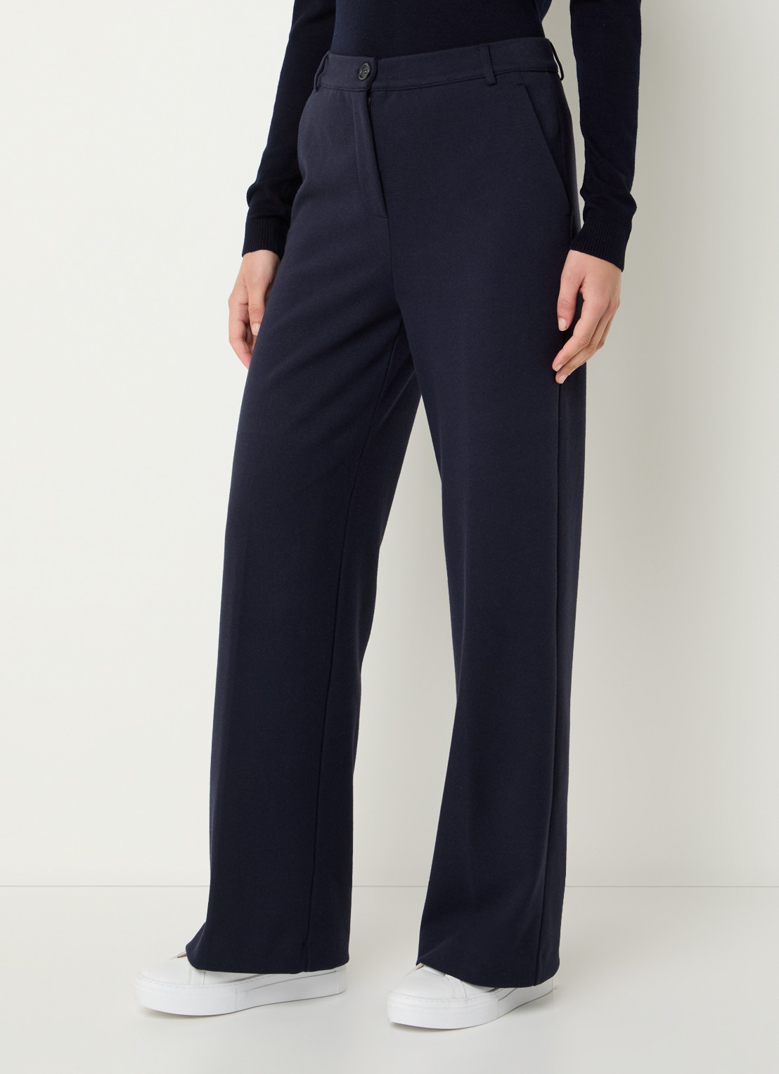 Max Mara Panetto high waist loose fit pantalon met steekzakken  - detail 2 donkerblauw
