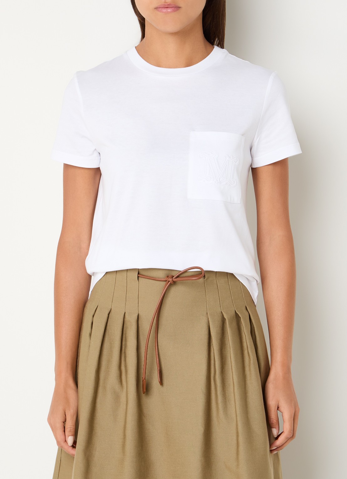 Max Mara Papaia T-shirt met logoborduring - detail wit