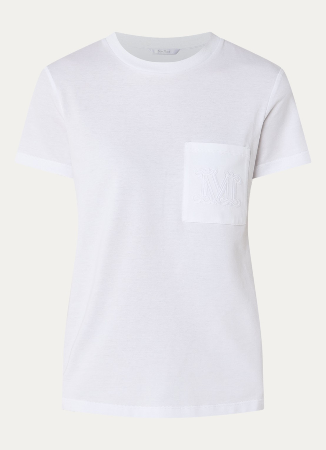 Max Mara Papaia T-shirt met logoborduring - voorkant 3 wit