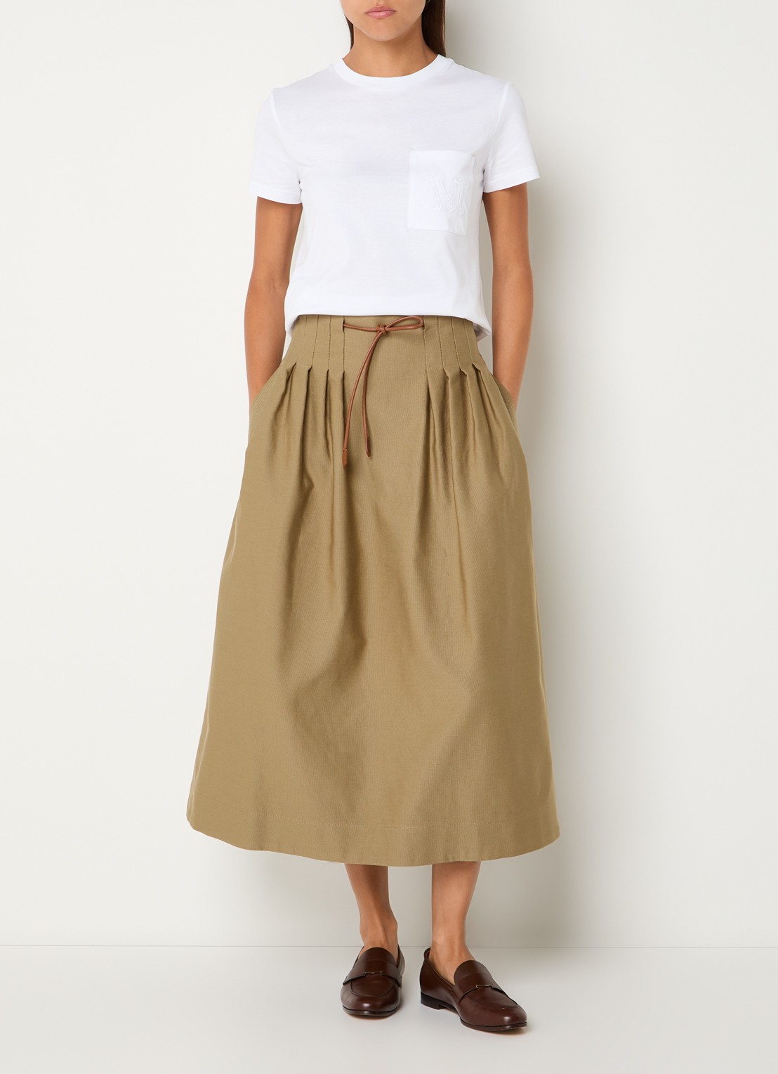 Max Mara Papaia T-shirt met logoborduring - voorkant 4 wit
