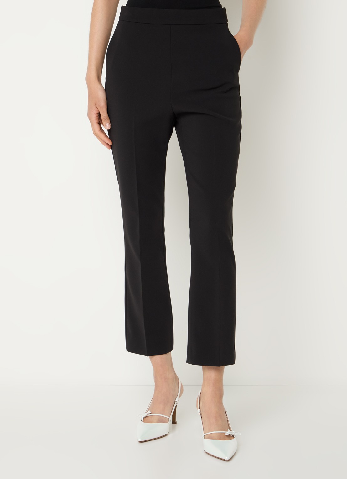 Max Mara Parata high waist flared fit cropped pantalon met steekzakken - detail zwart