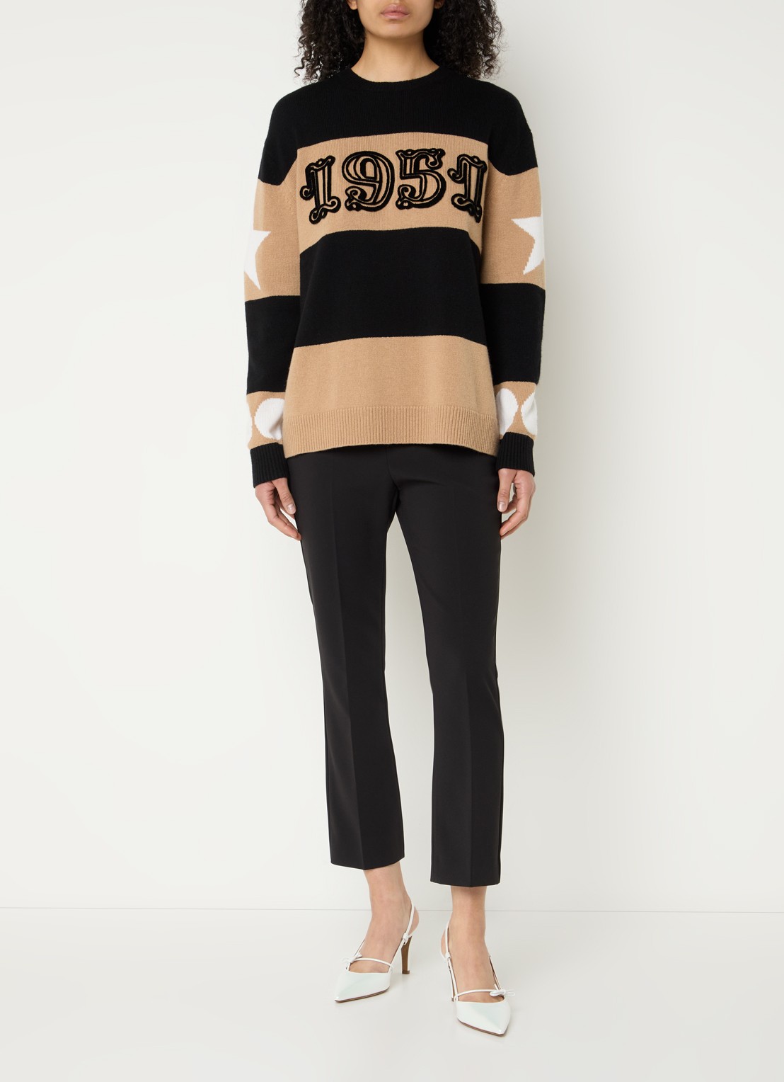Max Mara Parata high waist flared fit cropped pantalon met steekzakken - voorkant 3 zwart