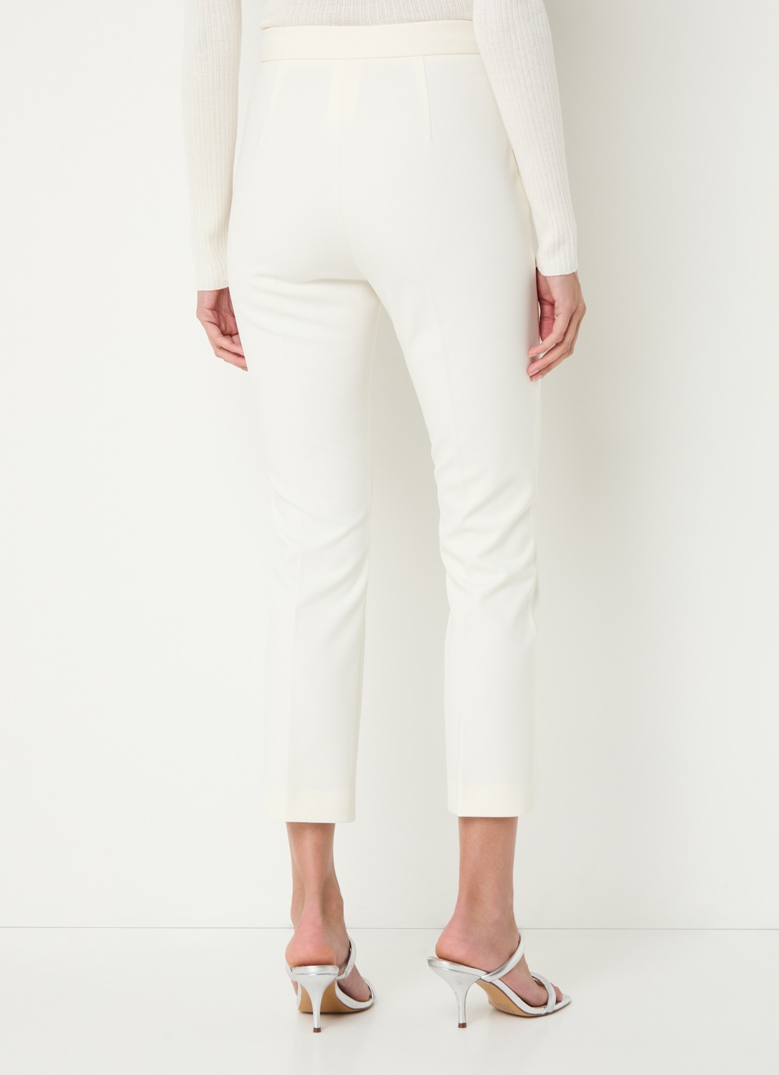 Max Mara Parata high waist flared fit cropped pantalon met steekzakken - achterkant gebroken wit