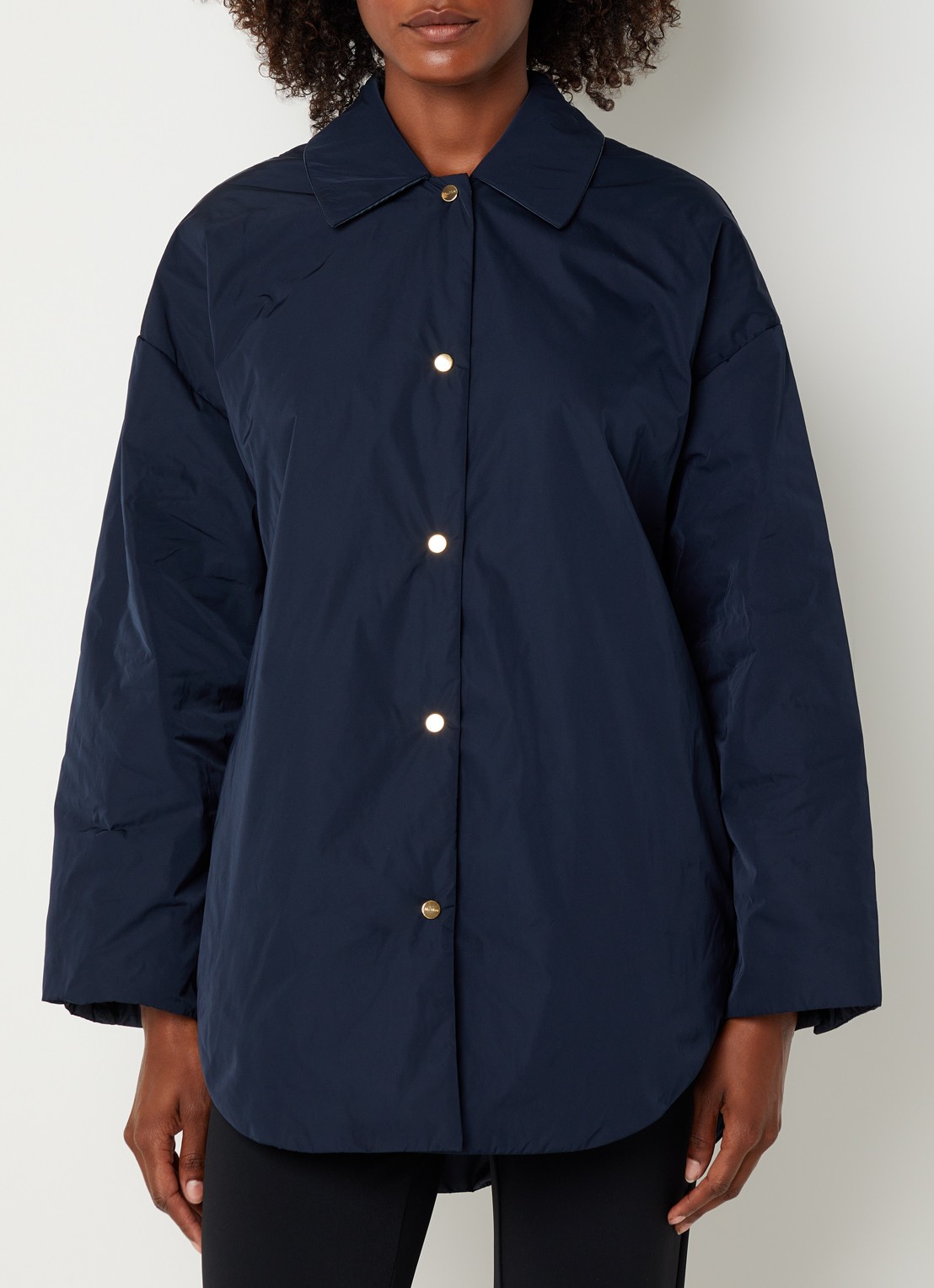 Max Mara Parka met steekzakken - detail donkerblauw