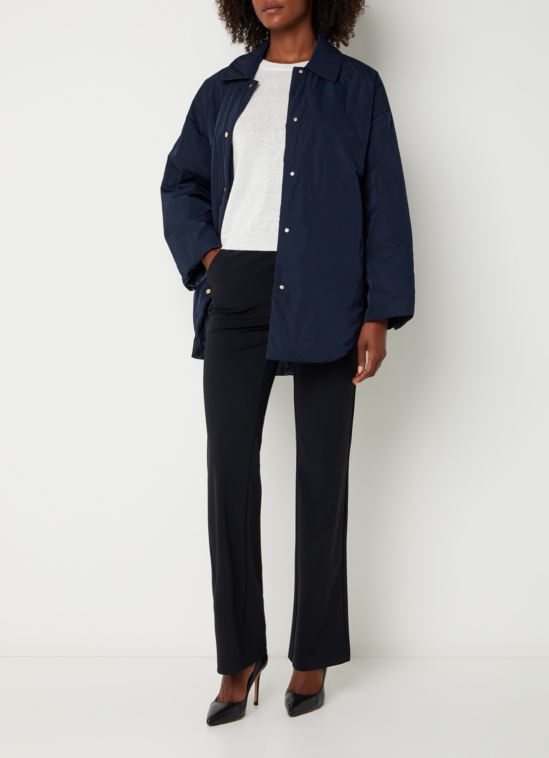 Max Mara Parka met steekzakken - voorkant 4 donkerblauw