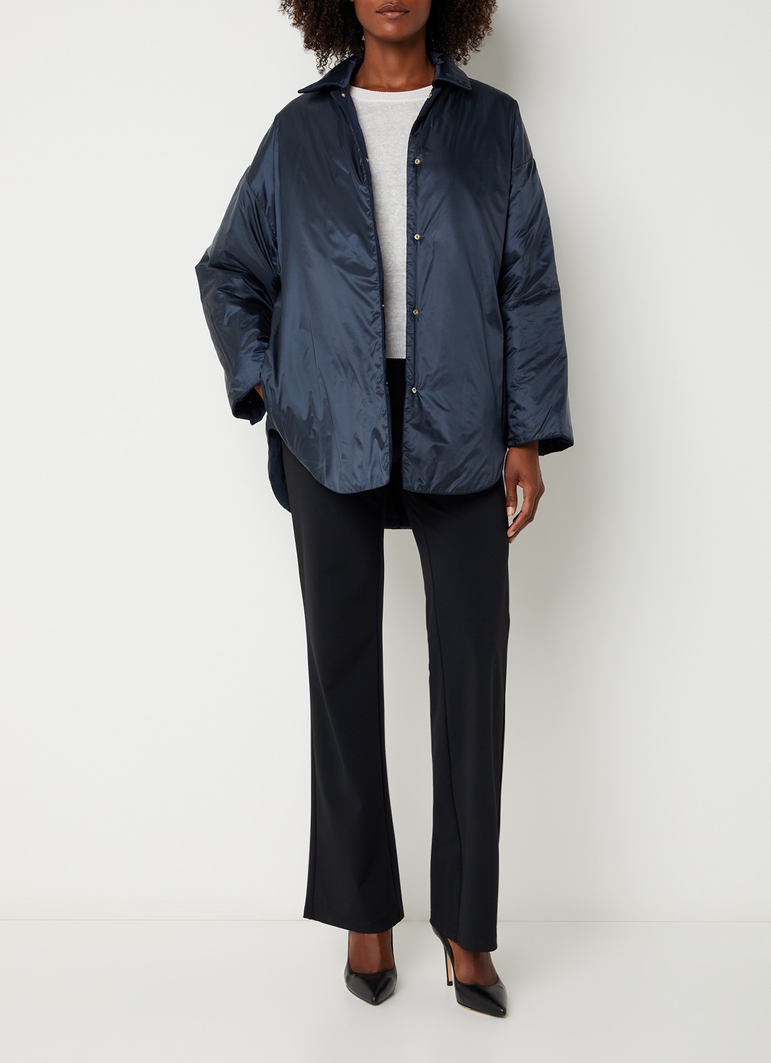 Max Mara Parka met steekzakken - voorkant 5 donkerblauw