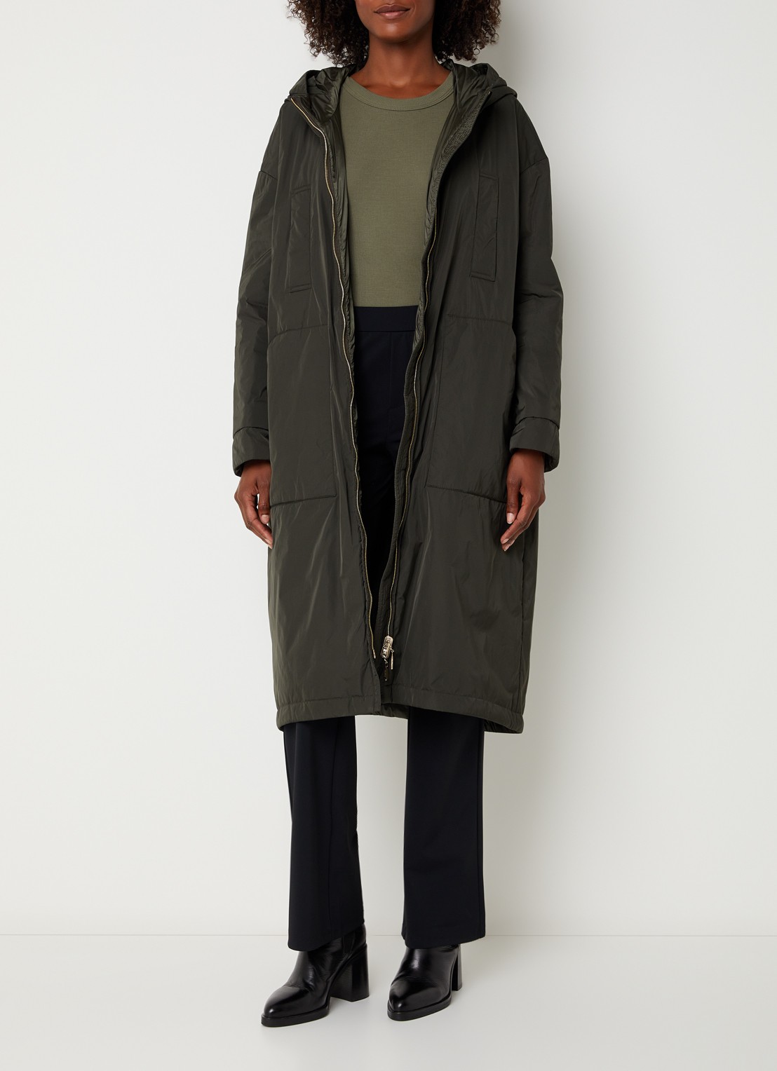 Max Mara Parka met steekzakken - detail khaki