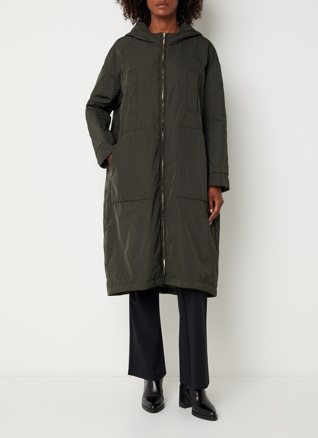 Max Mara Parka met steekzakken - voorkant 4 khaki