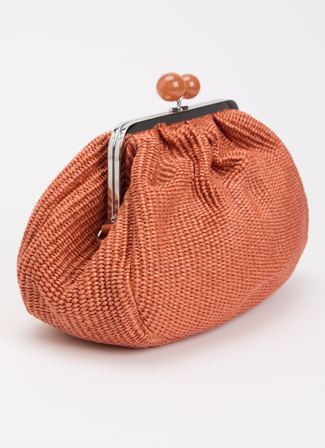 Max Mara Pasticcino clutch met gevlochten detail en afneembare schouderriem - achterkant 5 donkeroranje