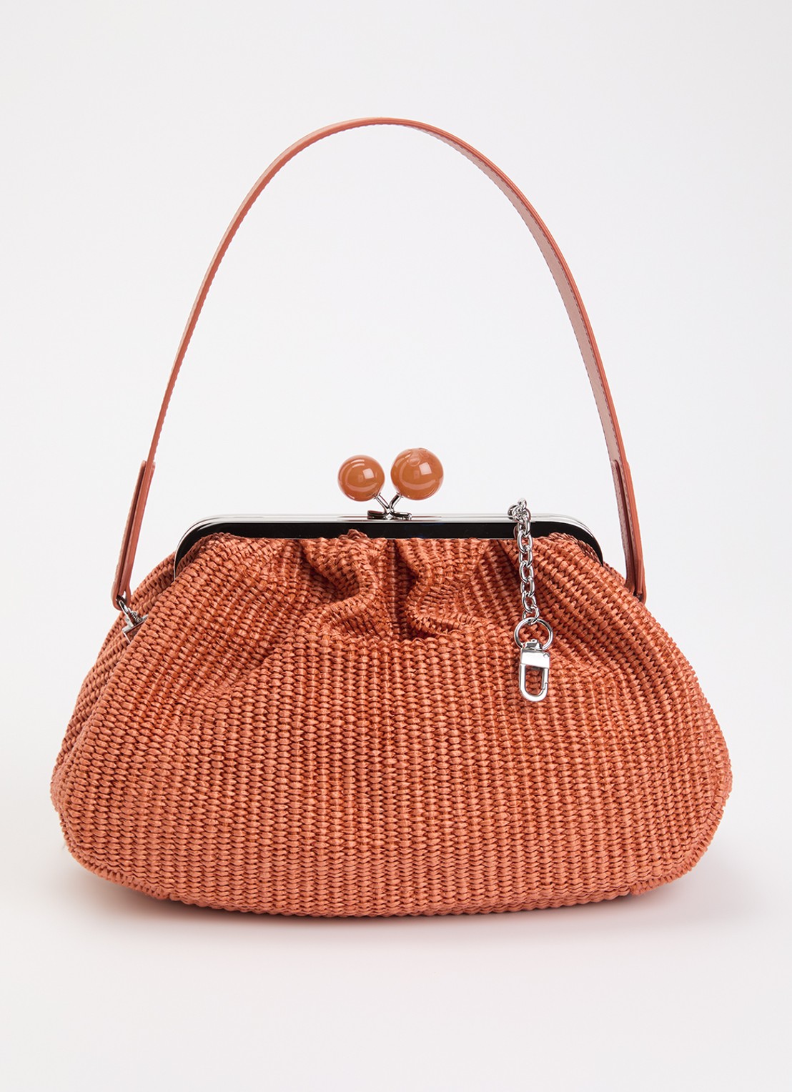 Max Mara Pasticcino clutch met gevlochten detail en afneembare schouderriem - voorkant donkeroranje
