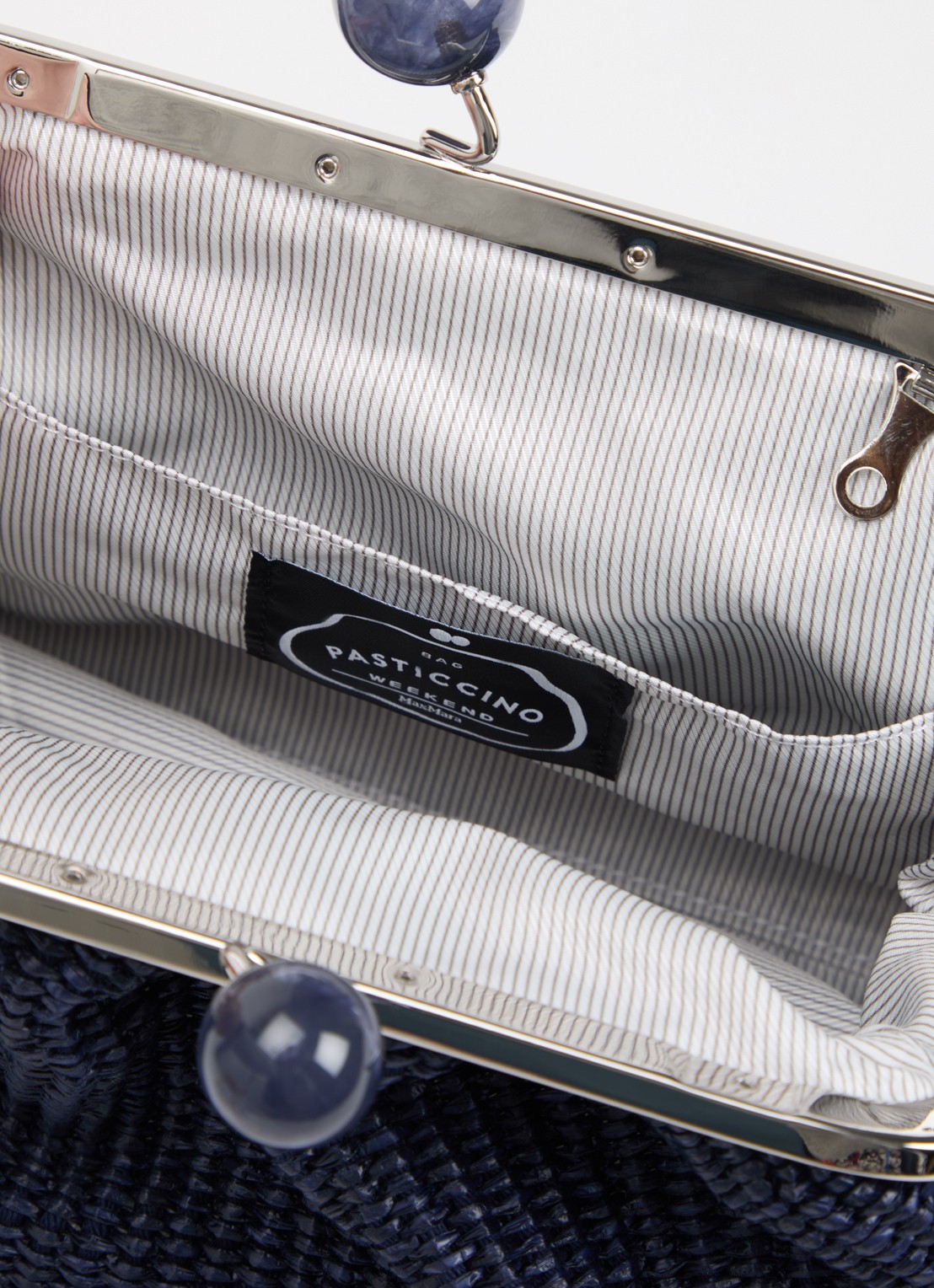 Max Mara Pasticcino clutch met gevlochten detail en afneembare schouderriem - detail 2 donkerblauw