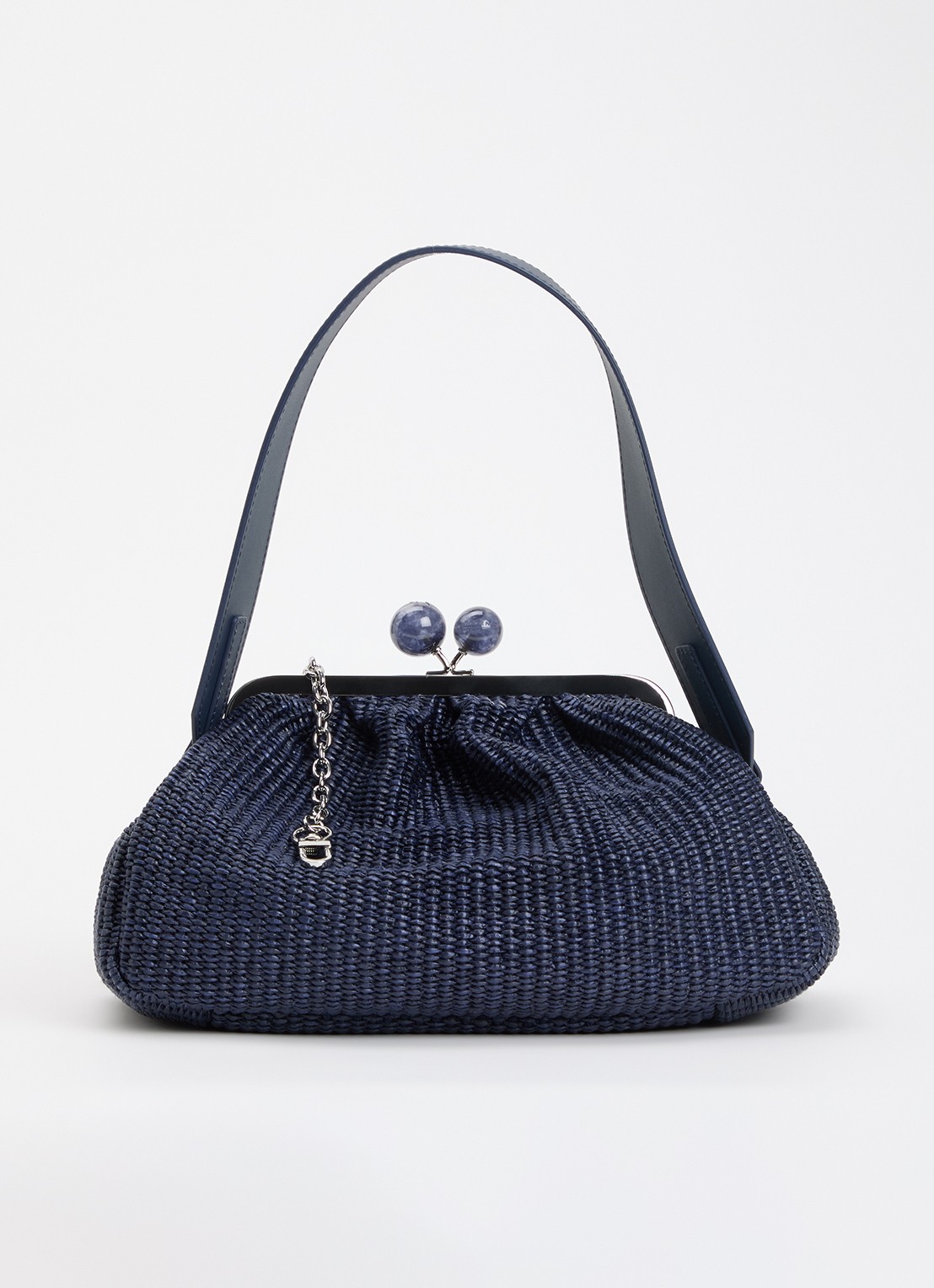 Max Mara Pasticcino clutch met gevlochten detail en afneembare schouderriem - voorkant 5 donkerblauw