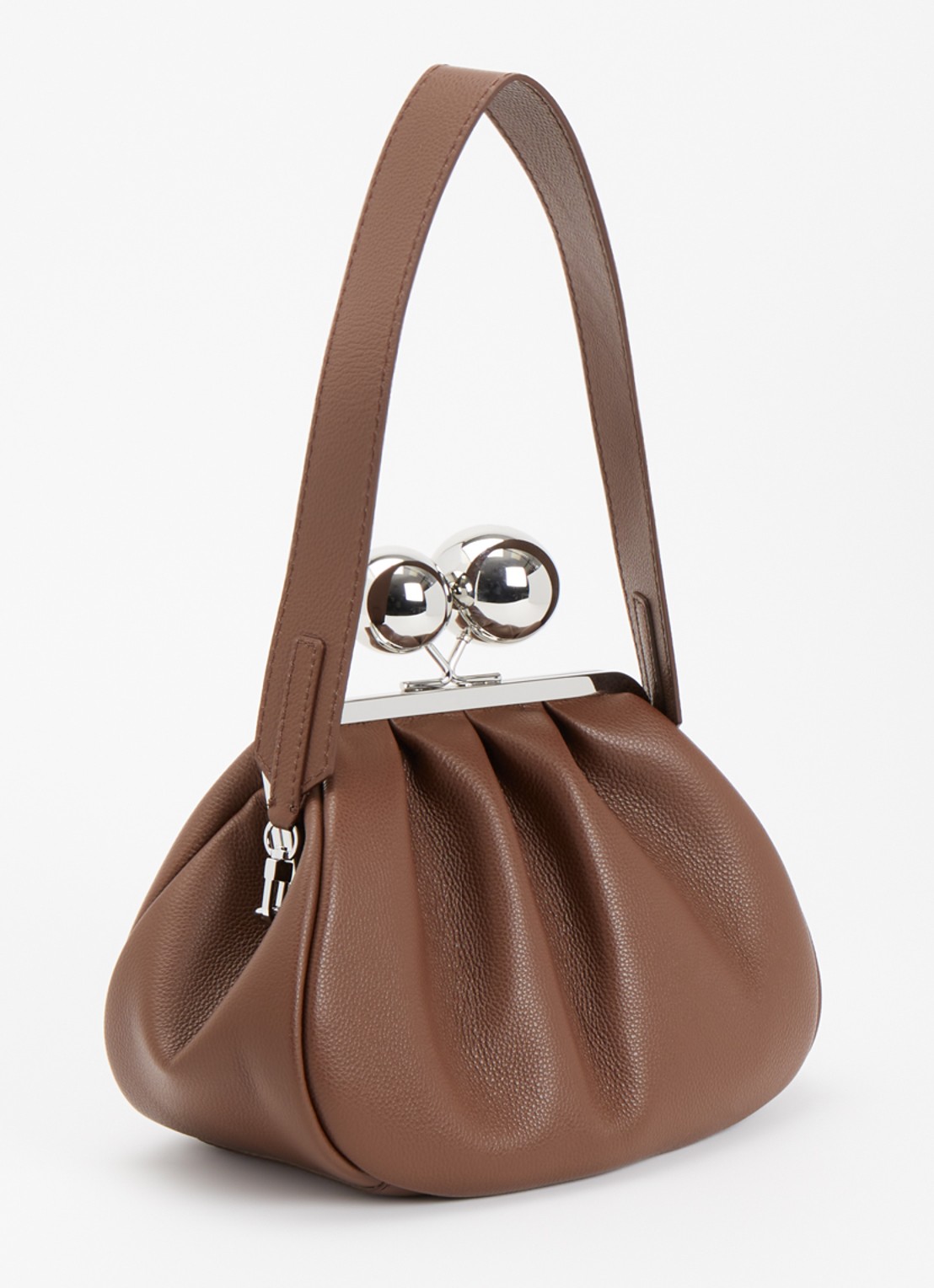 Max Mara Pasticcino handtas van leer met afneembare schouderriem - achterkant bruin