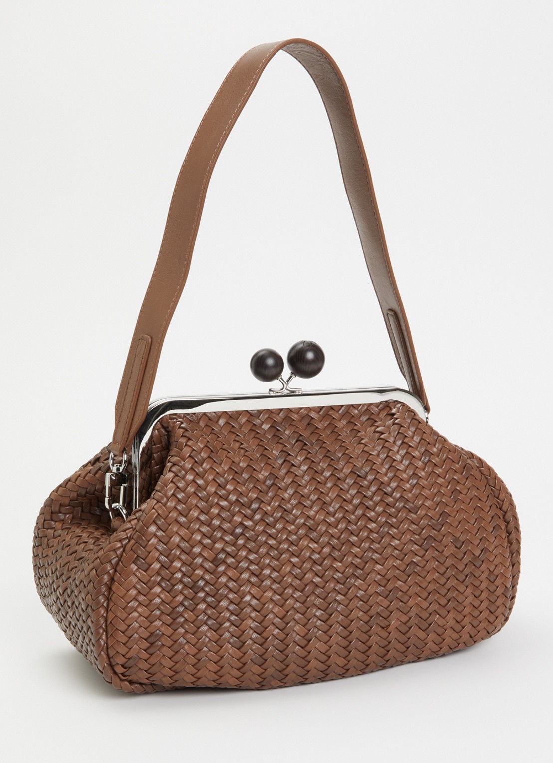 Max Mara Pasticcino M handtas van schapenleer met afneembare schouderriem - achterkant bruin