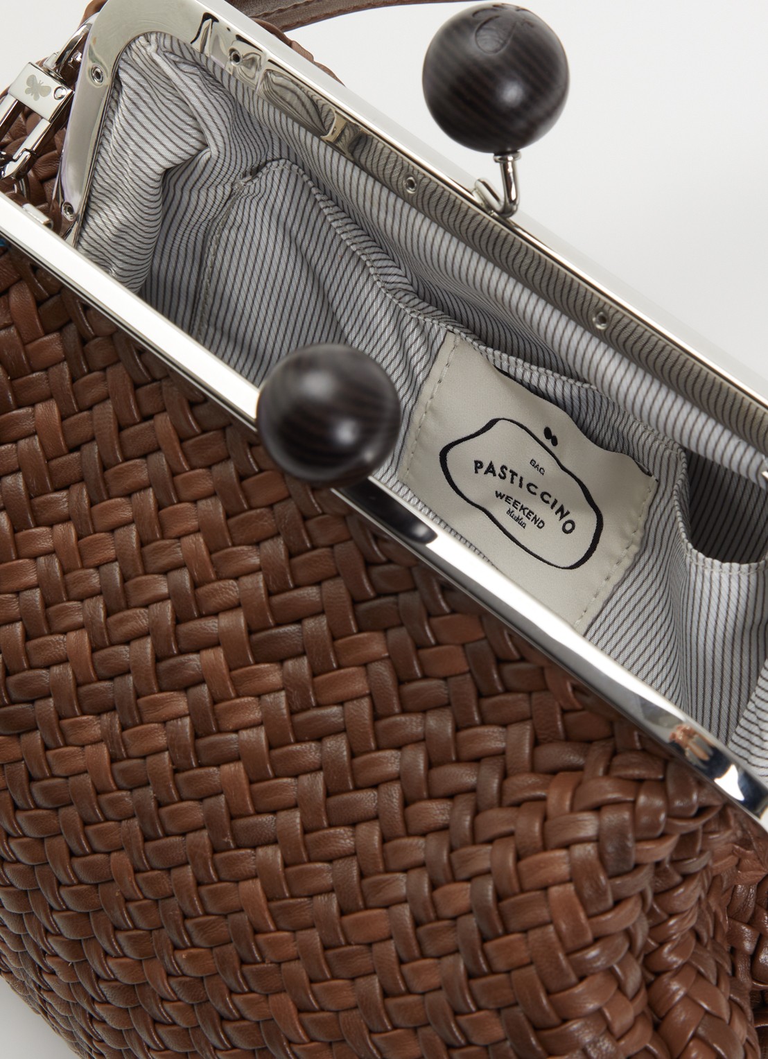 Max Mara Pasticcino M handtas van schapenleer met afneembare schouderriem - detail 2 bruin