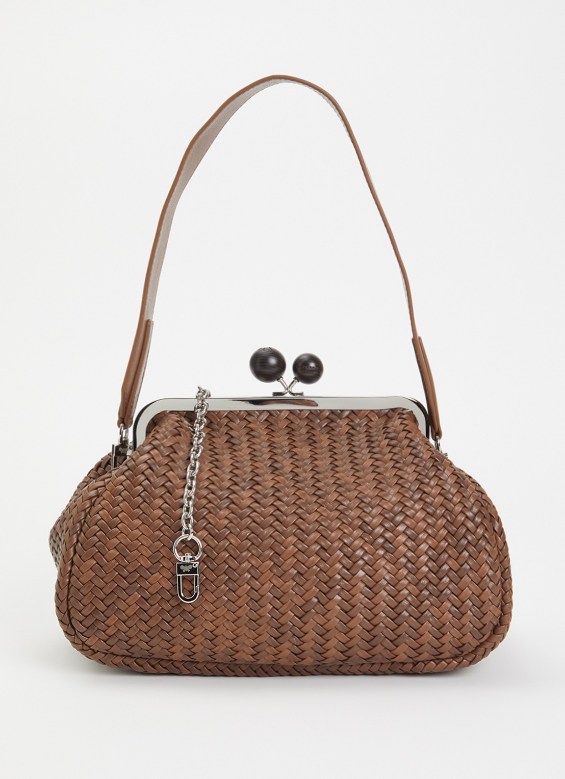 Max Mara Pasticcino M handtas van schapenleer met afneembare schouderriem - voorkant 5 bruin