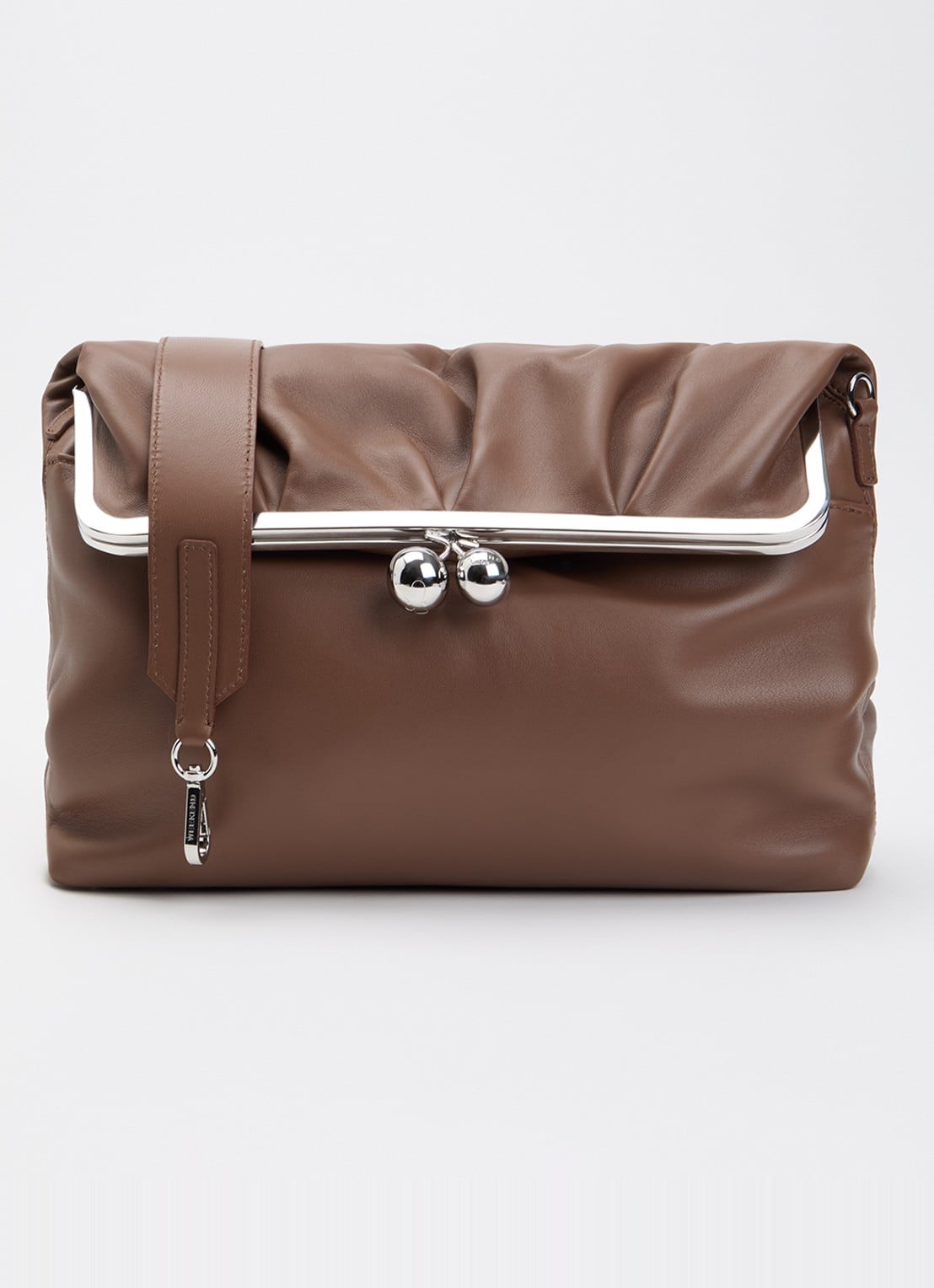 Max Mara Pasticcino schoudertas van schapenleer met afneembare schouderriem - voorkant 5 bruin