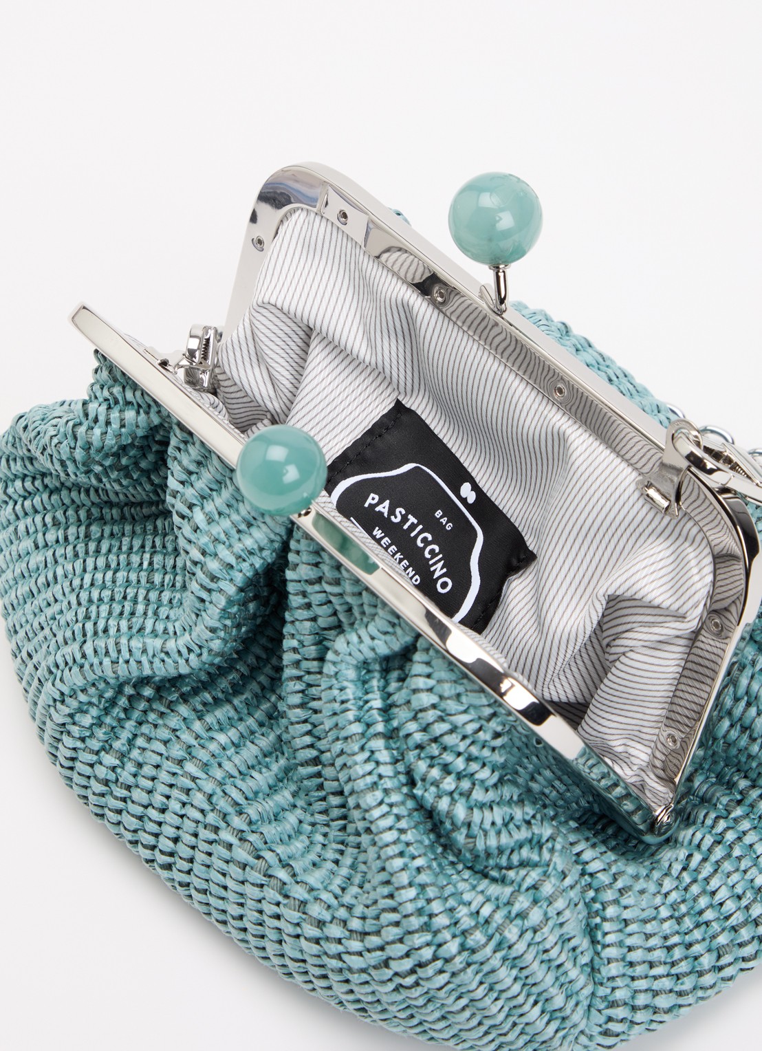 Max Mara Pasticcino Small clutch met gevlochten detail en afneembare schouderriem - detail 2 turquoise