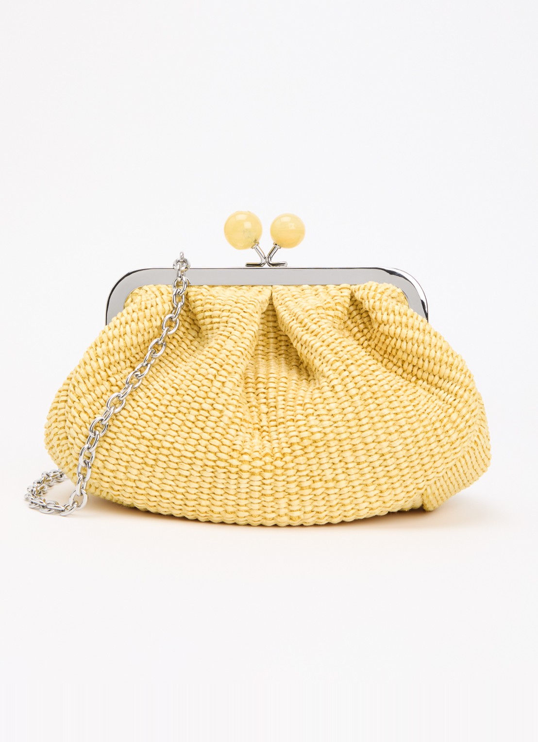 Max Mara Pasticcino Small clutch met gevlochten detail en afneembare schouderriem - voorkant lichtgeel