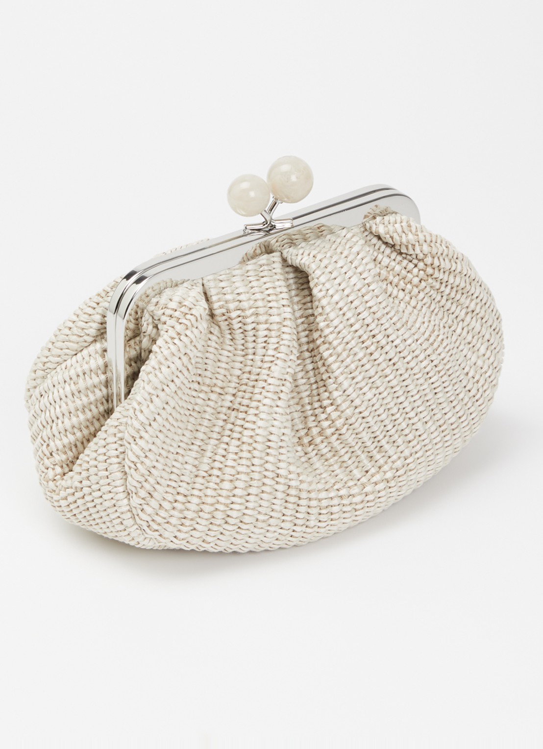 Max Mara Pasticcino Small clutch met gevlochten detail en afneembare schouderriem - achterkant creme