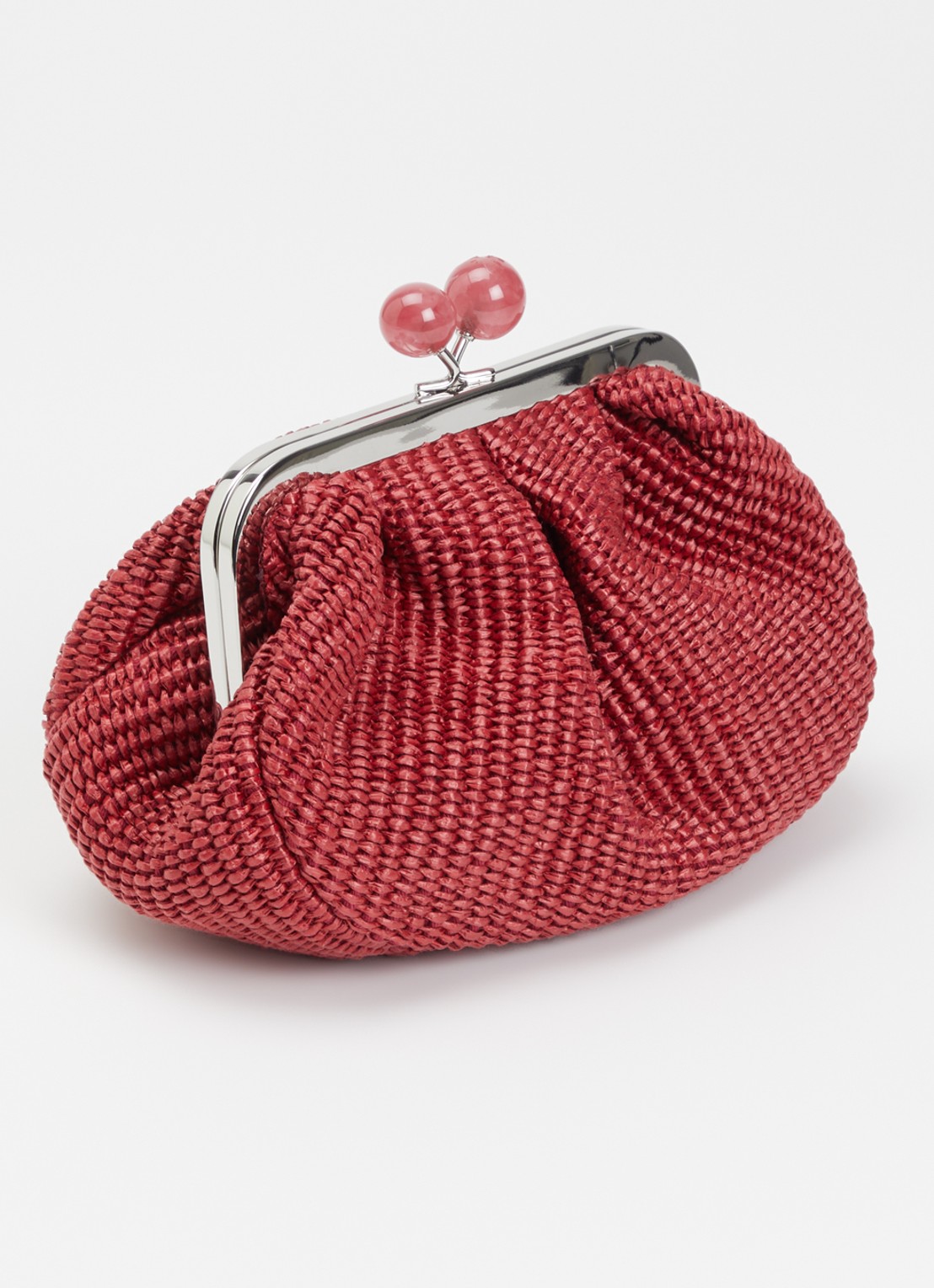 Max Mara Pasticcino Small clutch met gevlochten detail en afneembare schouderriem - achterkant 2 cranberryrood