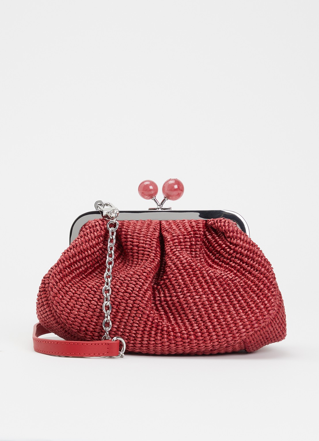 Max Mara Pasticcino Small clutch met gevlochten detail en afneembare schouderriem - voorkant cranberryrood