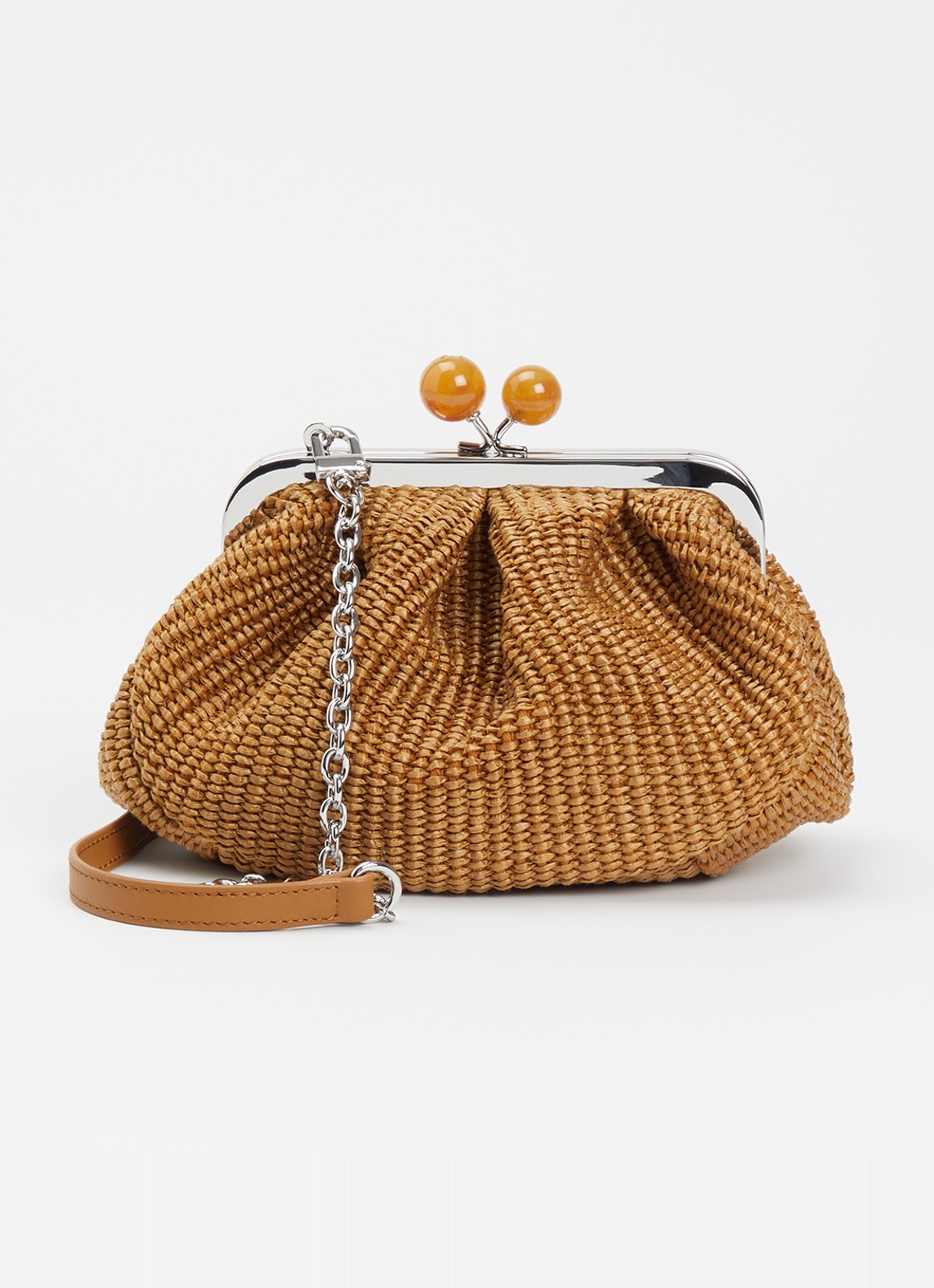 Max Mara Pasticcino Small clutch met gevlochten detail en afneembare schouderriem - voorkant 2 oranje