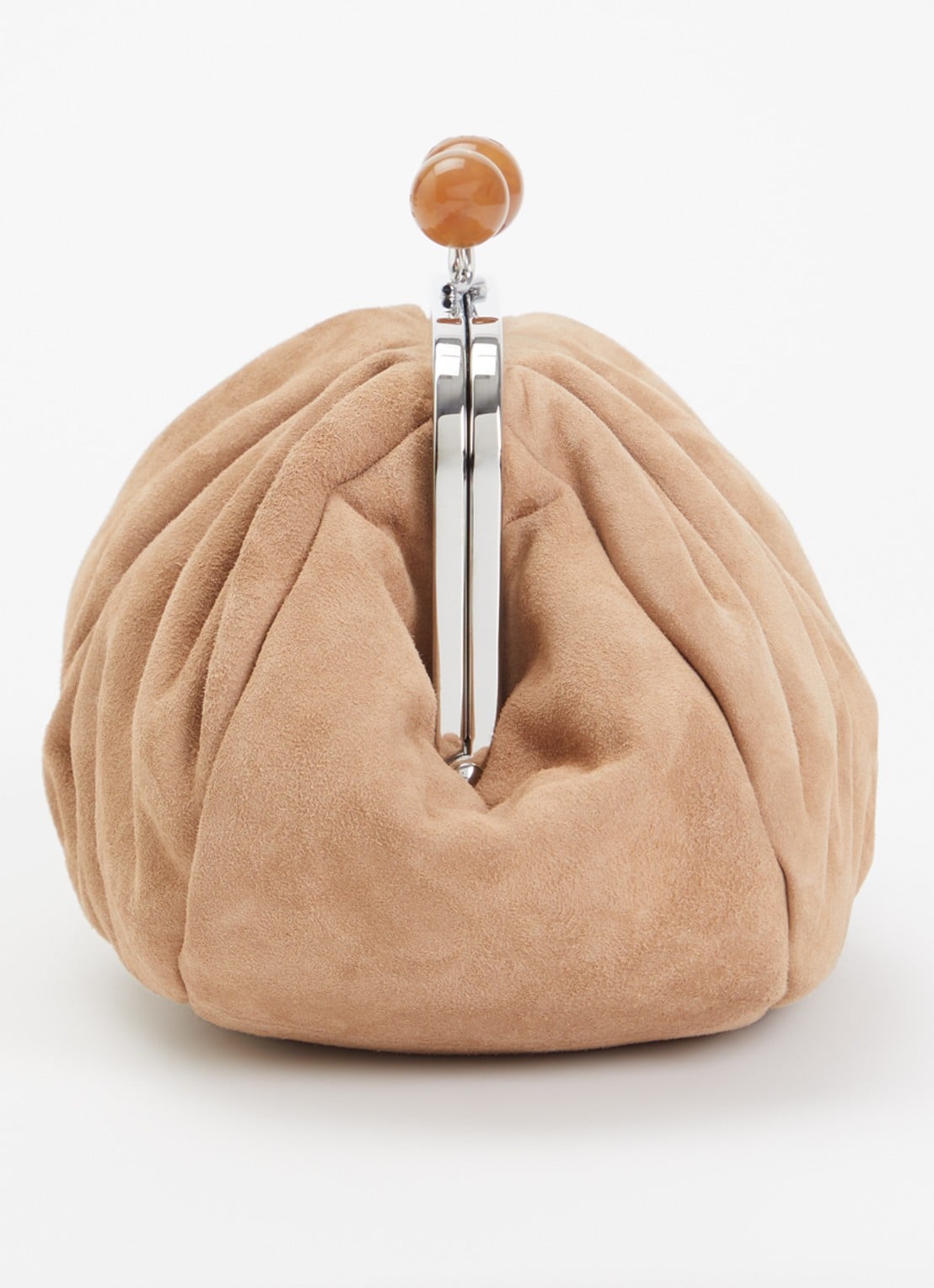 Max Mara Pasticcino Small clutch van lamssuède met afneembare schouderriem - detail 3 zand