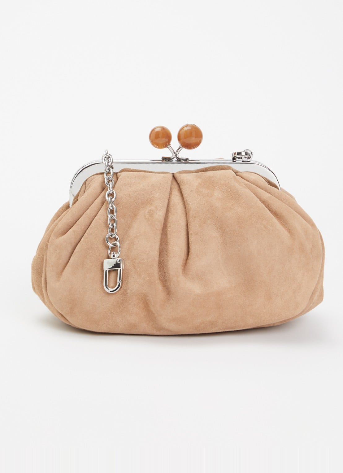 Max Mara Pasticcino Small clutch van lamssuède met afneembare schouderriem - voorkant 5 zand