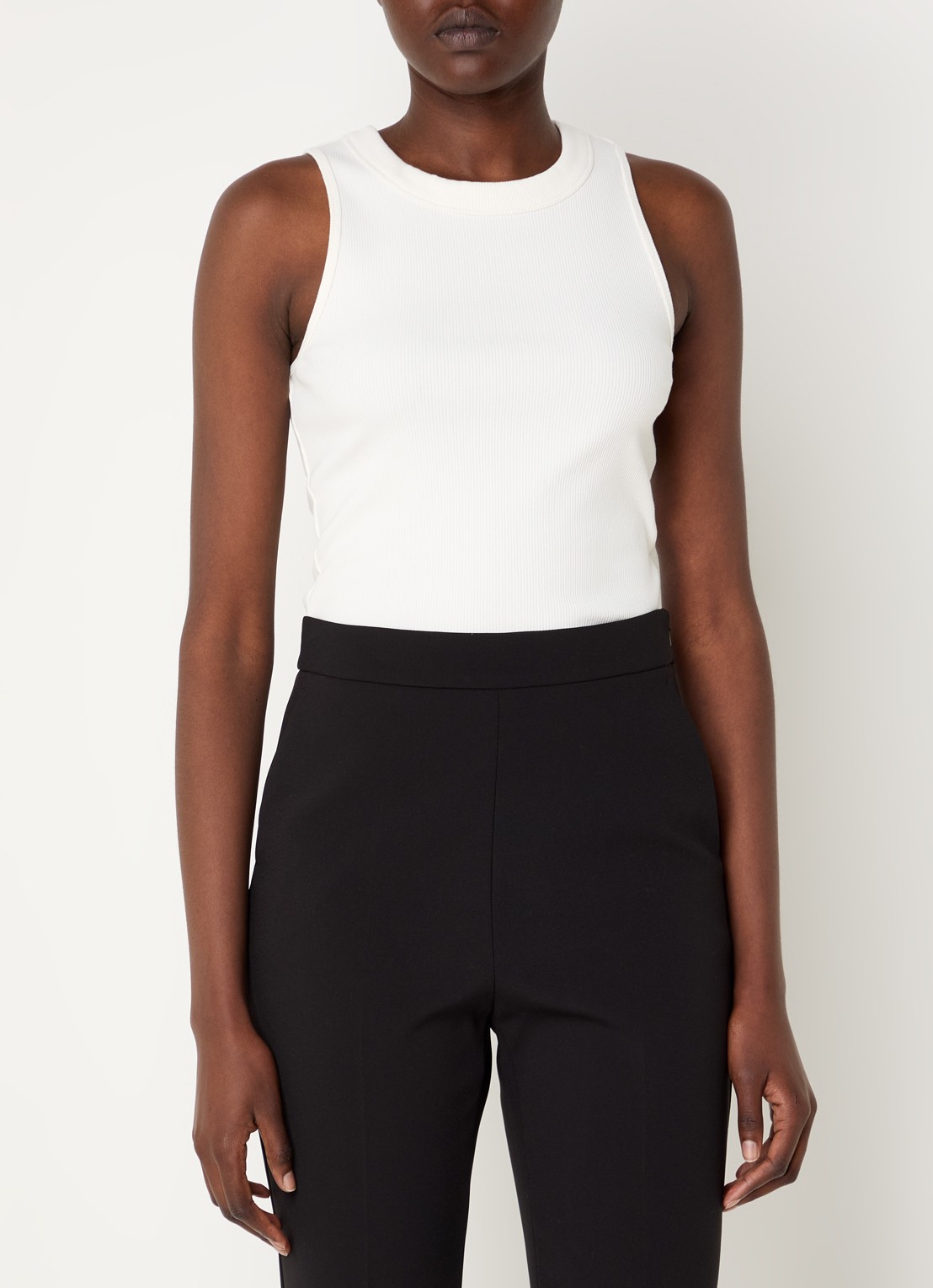 Max Mara Peggi ribgebreide tanktop met stretch - detail wit