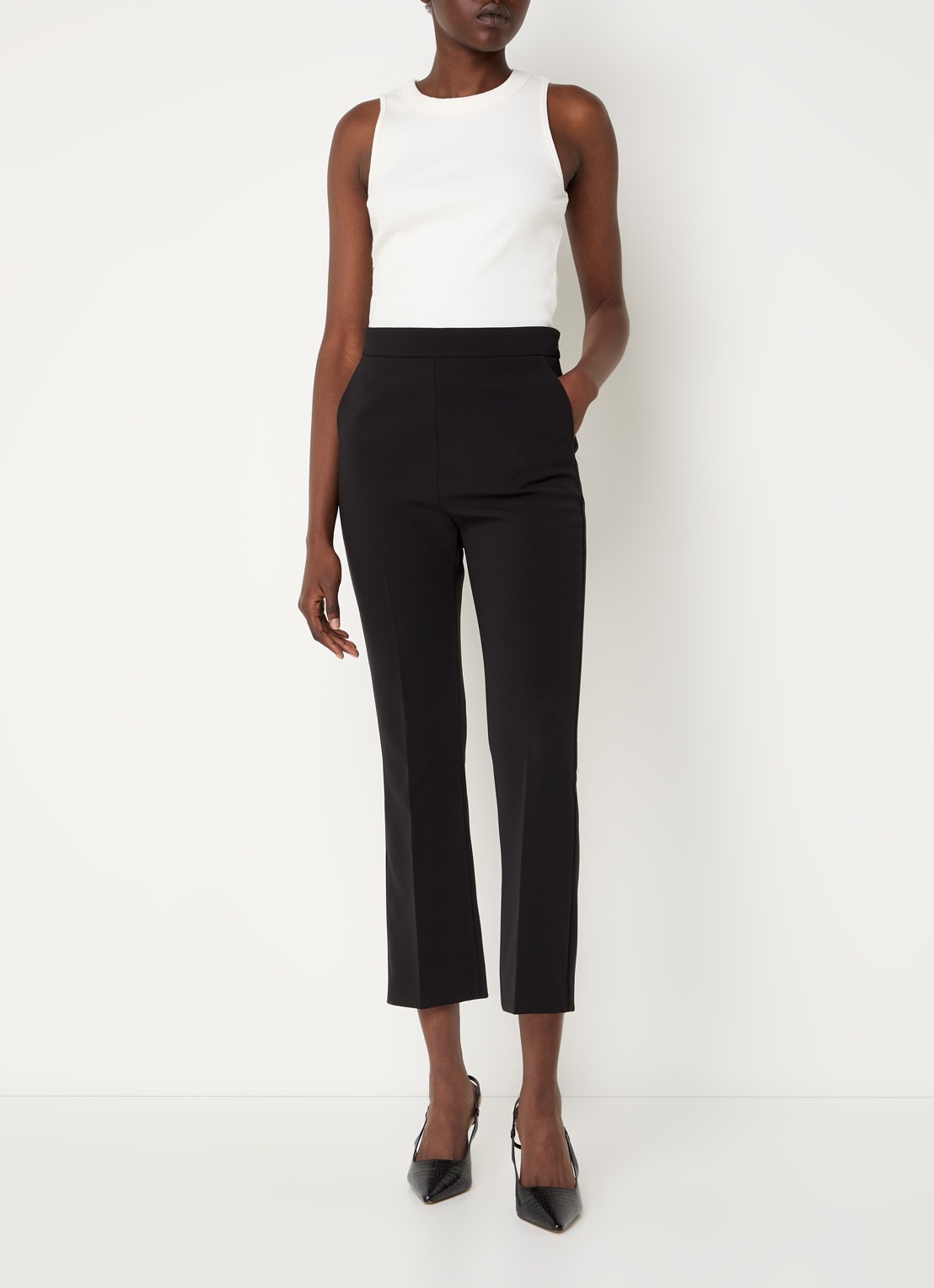 Max Mara Peggi ribgebreide tanktop met stretch - voorkant 3 wit
