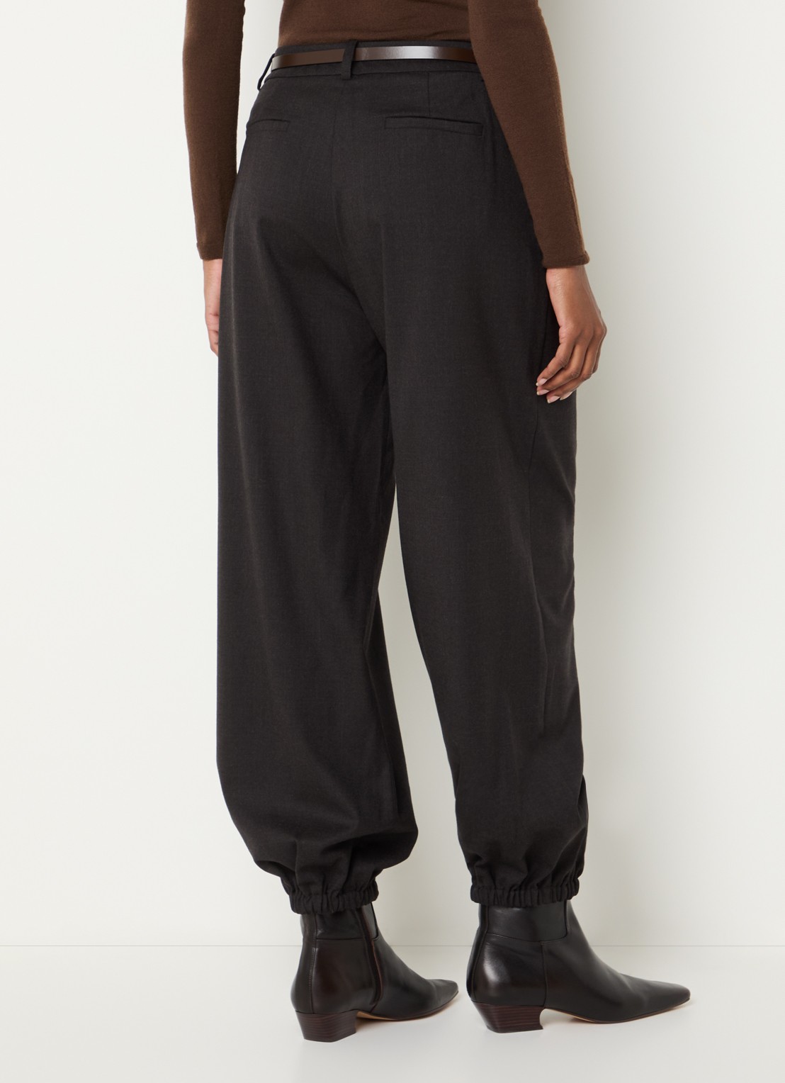 Max Mara Pergola high waist balloon fit pantalon van scheerwol - achterkant donkerbruin