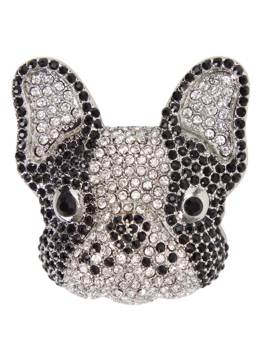 Max Mara Perle broche met strass - voorkant 2 zilver